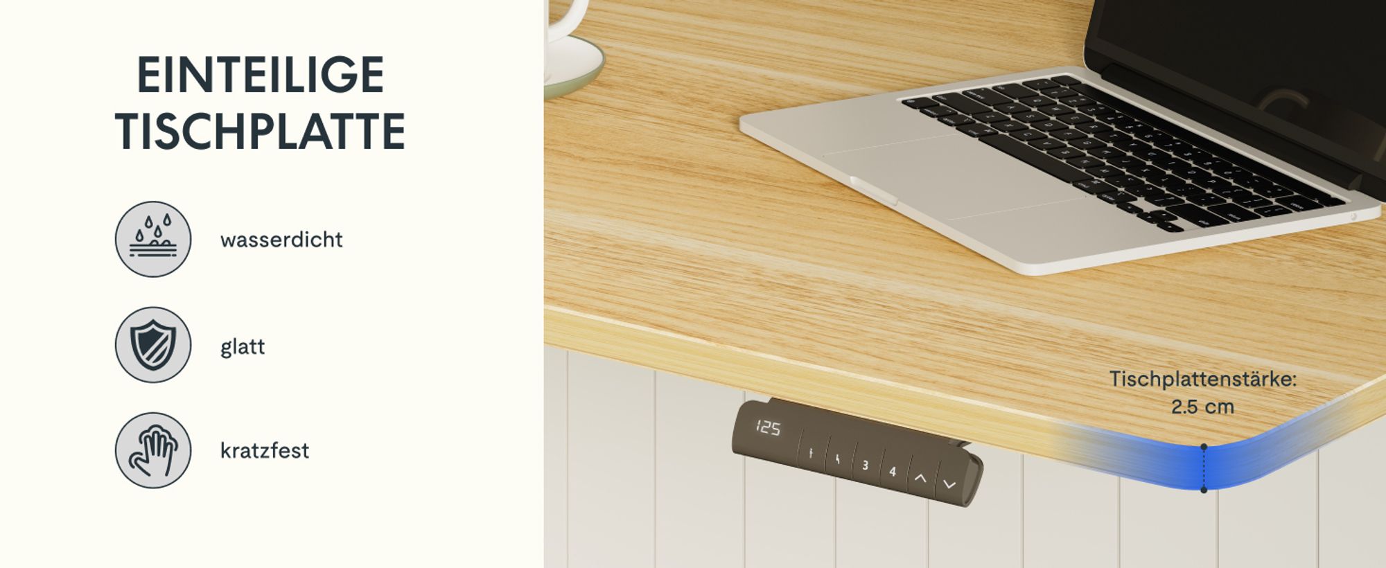 FlexiSpot höhenverstellbarer Schreibtisch elektrisch 120x80cm mit Dualmotor, 25MM einteiliger Tischplatte&3-fach Teleskop EC5 LITE (Weiß)