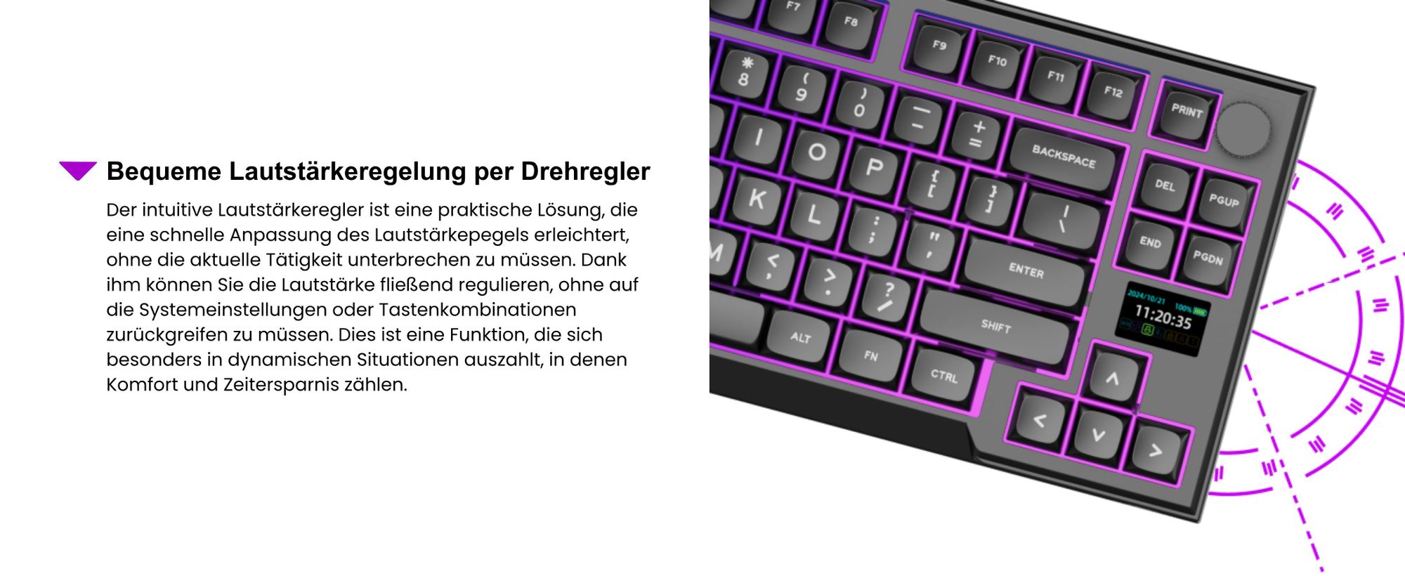 PREYON Silent Claw Gaming Tastatur Kabellos Mechanisch Gateron Red Pro Gasket Mount LCD Display RGB Full Size PBT Keycaps PC Tastatur Wireless TKL