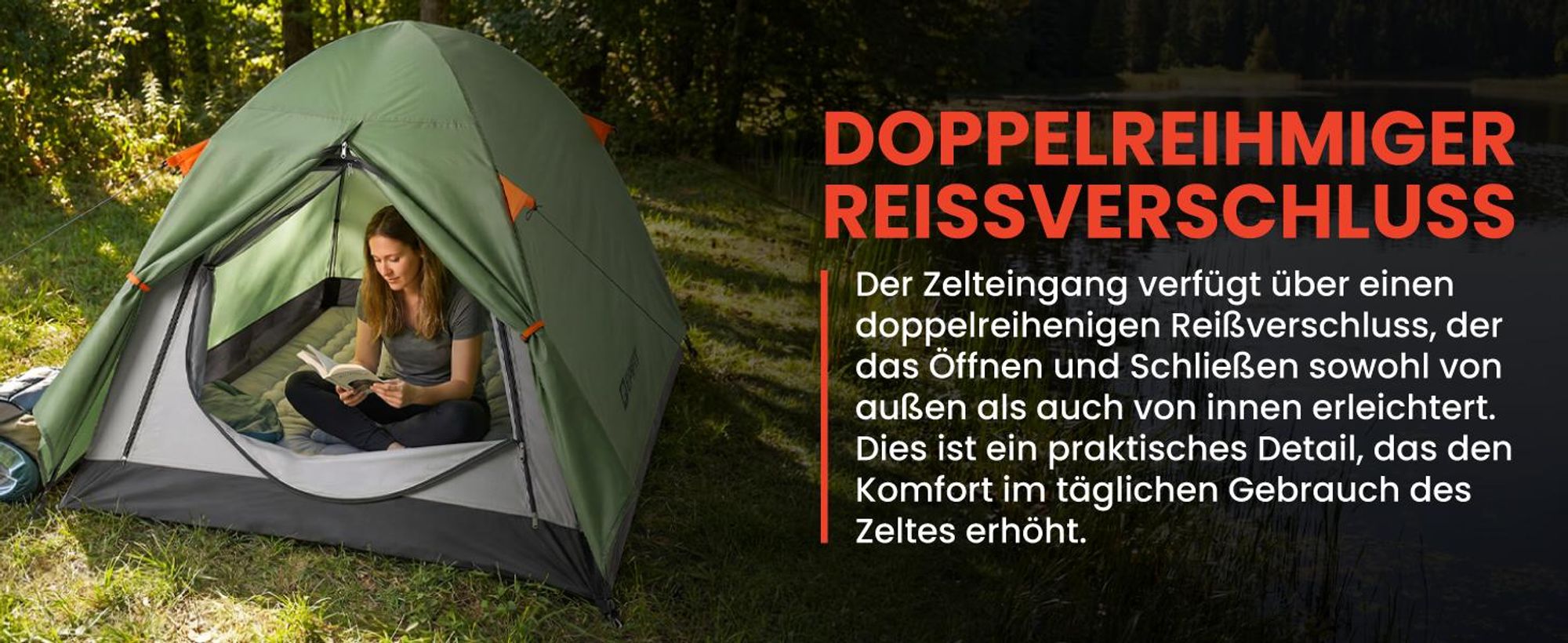 Wanderzelt Campingzelt 205x150x120 cm mit Moskitonetz Wasserdicht Fiberglasgestänge