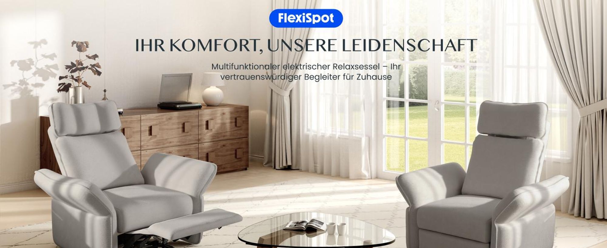 FLEXISPOT XR8 Cradle Elektrischer Relaxsessel mit Decke, Dreh- & Rockingfunktion, Fernsehsessel mit Liegefunktion, 3D-Kopfstütze, Grau