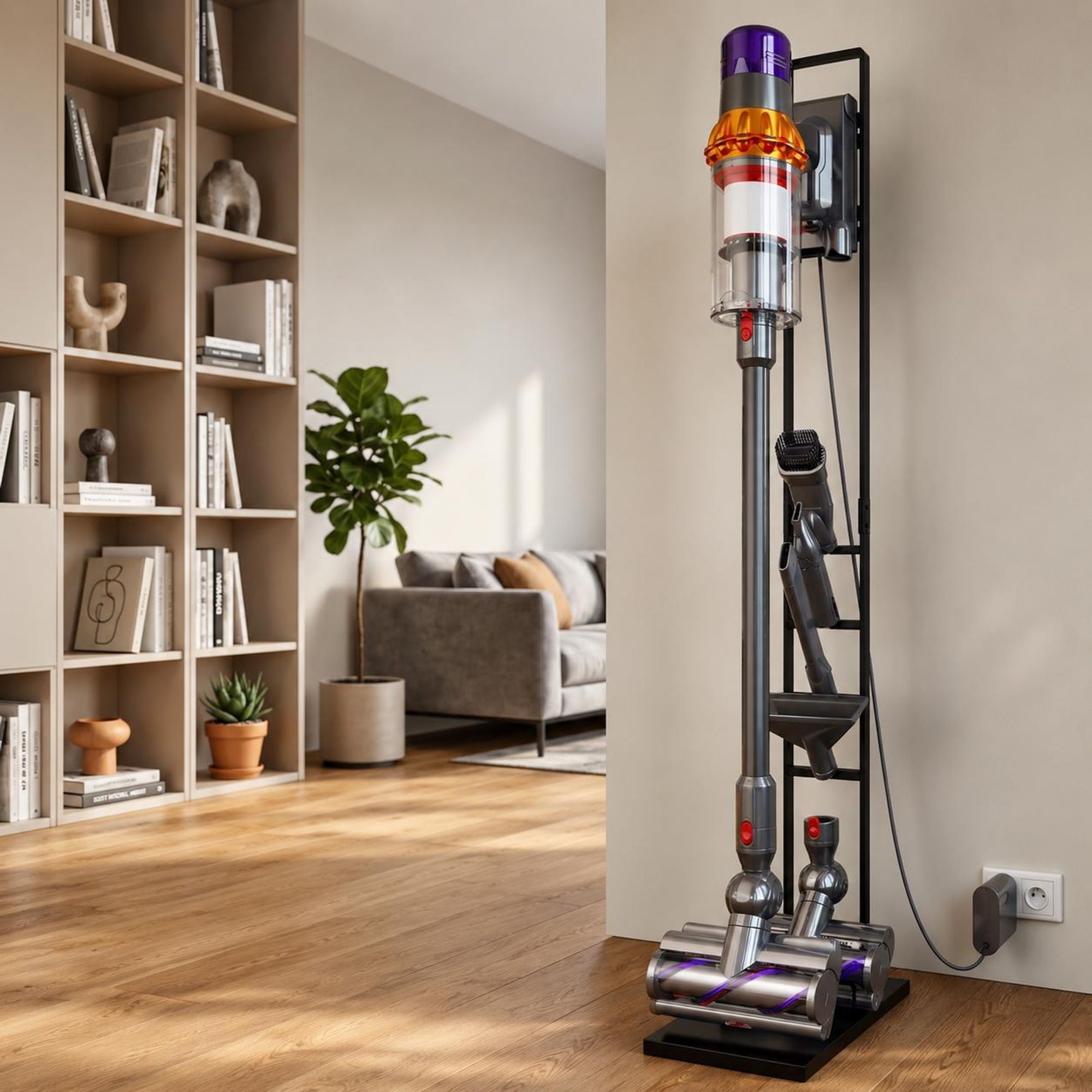 WELLHAUS Ständer Für Den Kabellosen Staubsauger Dyson V7, V8, V10, V11, V12, V15 – 127 cm – Schwarz