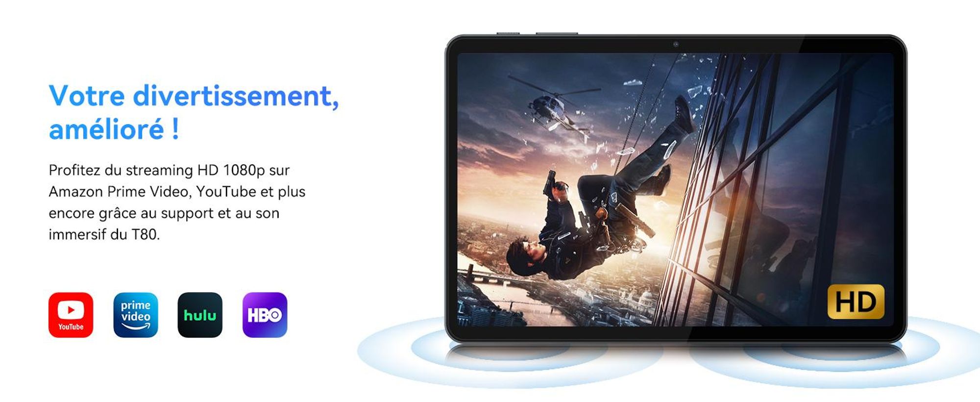 TABWEE T80 Tablet 10.5 inch,Android 16, 64GB ROM, 1280 x 800 pixel, 6000mAh battery, 5MP camera, 5G WiFi, Bluetooth,Gemini AI Tablet Tablet