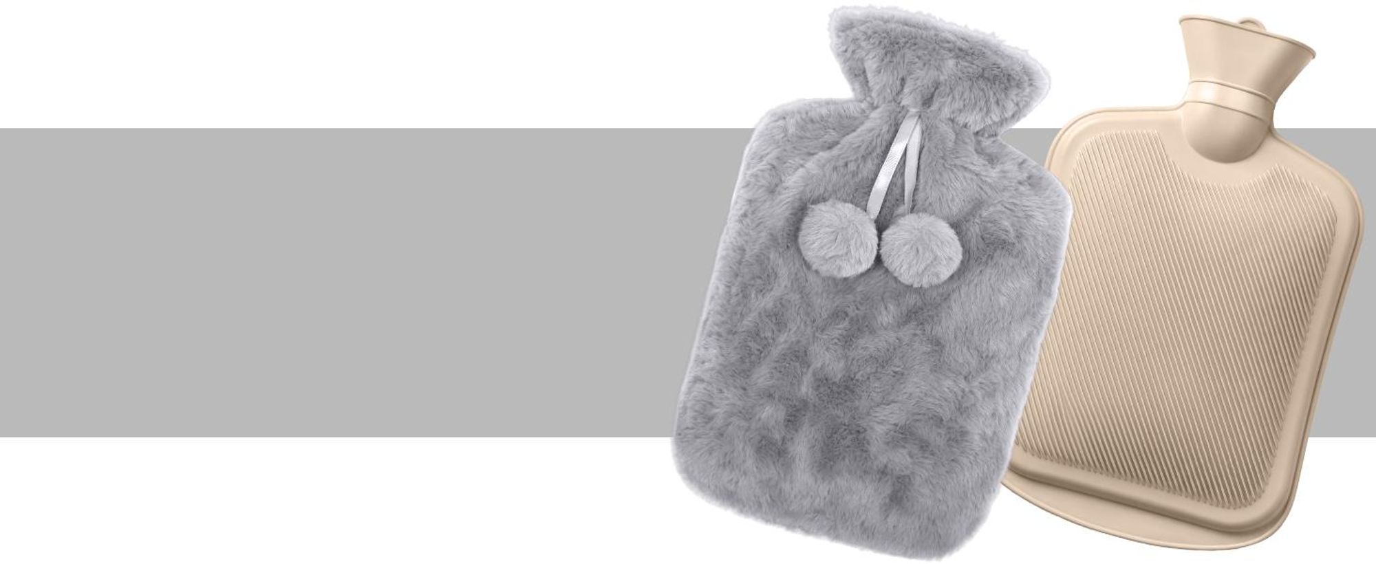 KRUMAD Wärmflasche mit Bezug 2L, Bettflasche aus Gummi mit weichem Fleecebezug, Wärmeflasche für Bett Sofa und Alltag, abnehmbarer Bezug