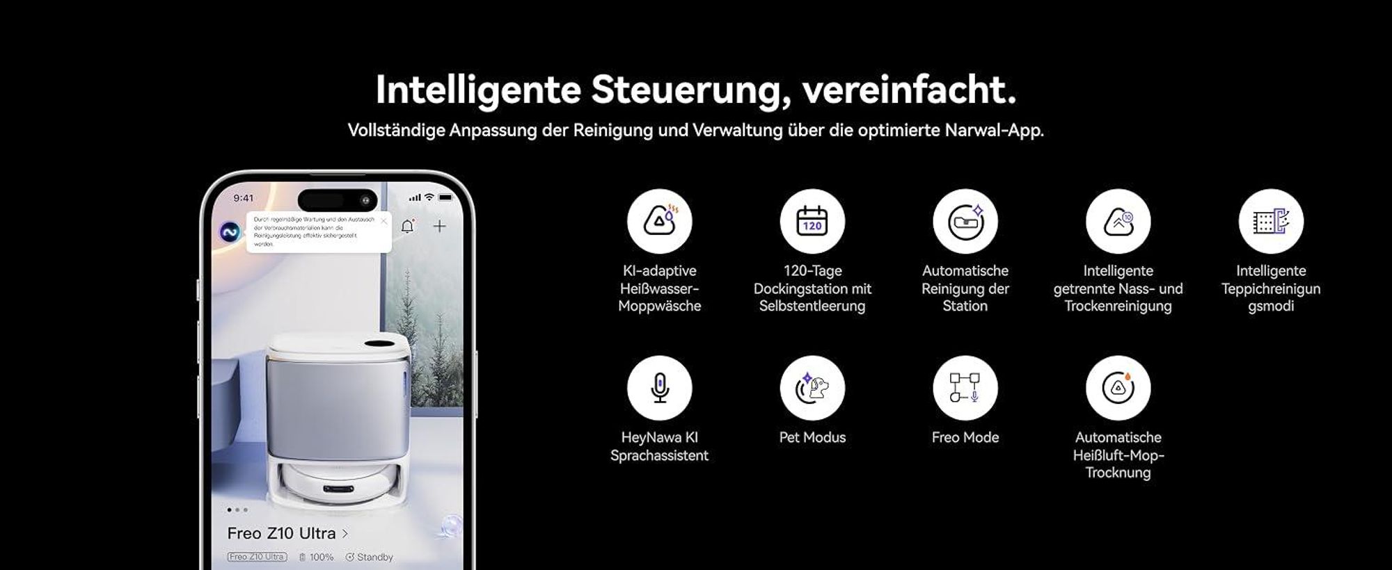 NARWAL FREO Z10 ULTRA (WHITE), Staubbeutel, Weiß, Rund, LED, Staubbeutel, Kunststoff