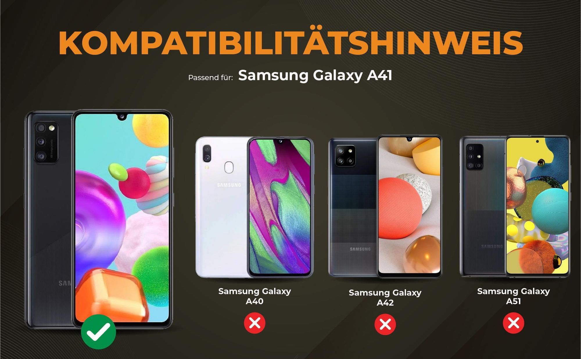 Kompatibilitätshinweise Hülle für Samsung Galaxy A41