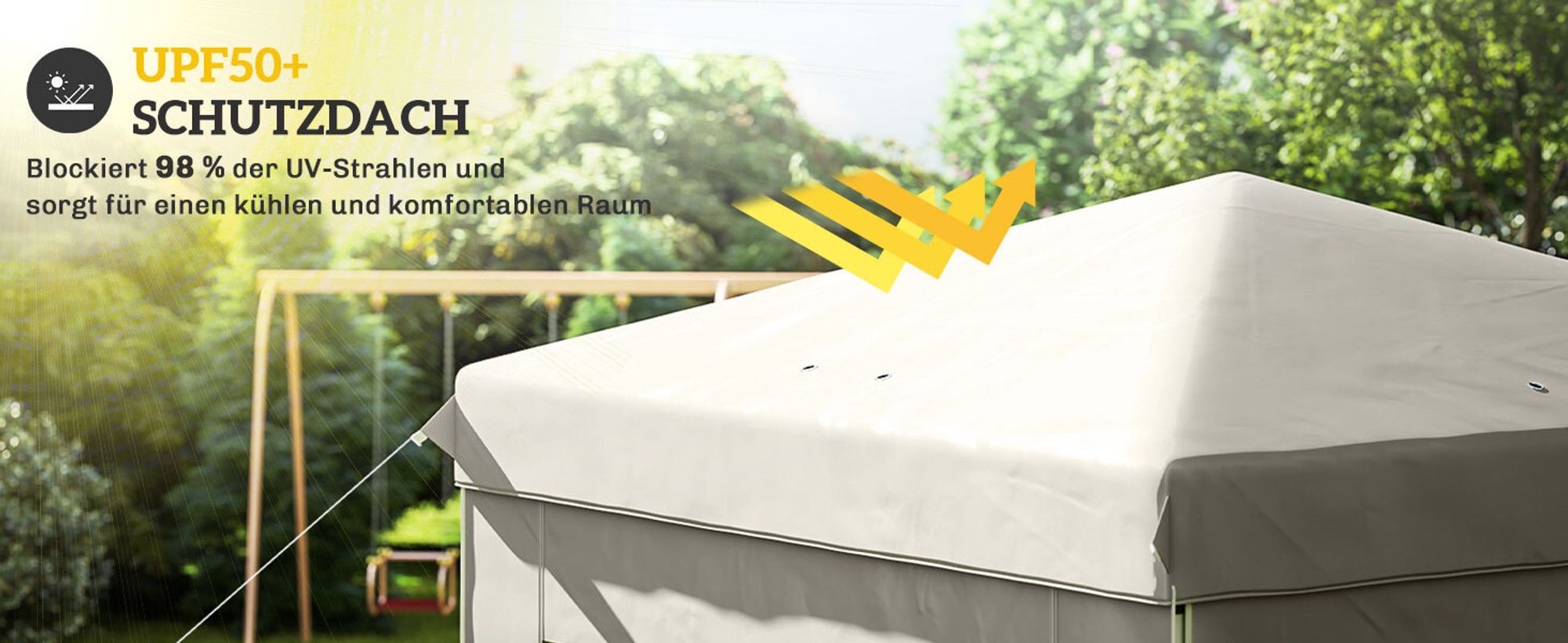 Outsunny Pavillon ca.2,5x2,5m, wasserabweisend Stabil Winterfest Pop-up Faltpavillon, UV Schutz 50+