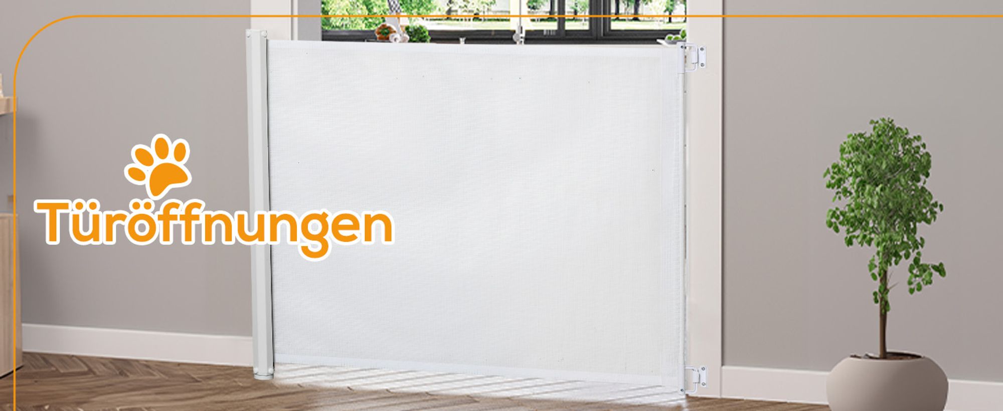 PawHut Hunde Türschutzgitter Treppenschutzgitter Treppenschutz Sicherheitstrennwand Trennwand Türschutz Treppenschutzgitter ausziehbar treppenschutzrollo Rollo Einrollbar PVC Weiß 115 x 82,5 cm