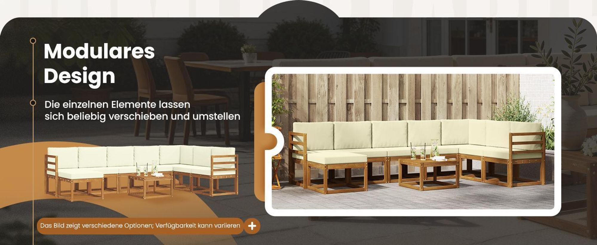 vidaXL Outdoor-Sofagarnitur mit Kissen 3 pcs Natur und Anthrazit