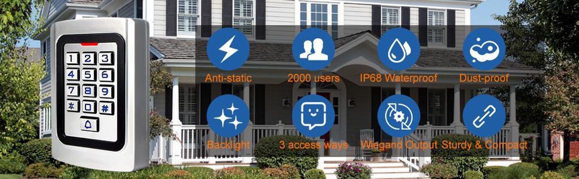 Retekess T-AC04 Inteligentní zámek dveří IP68 Přístupový systém PIN 125KHz RFID Vodotěsný podsvícený zámek proti krádeži, vhodný pro obchody s byty