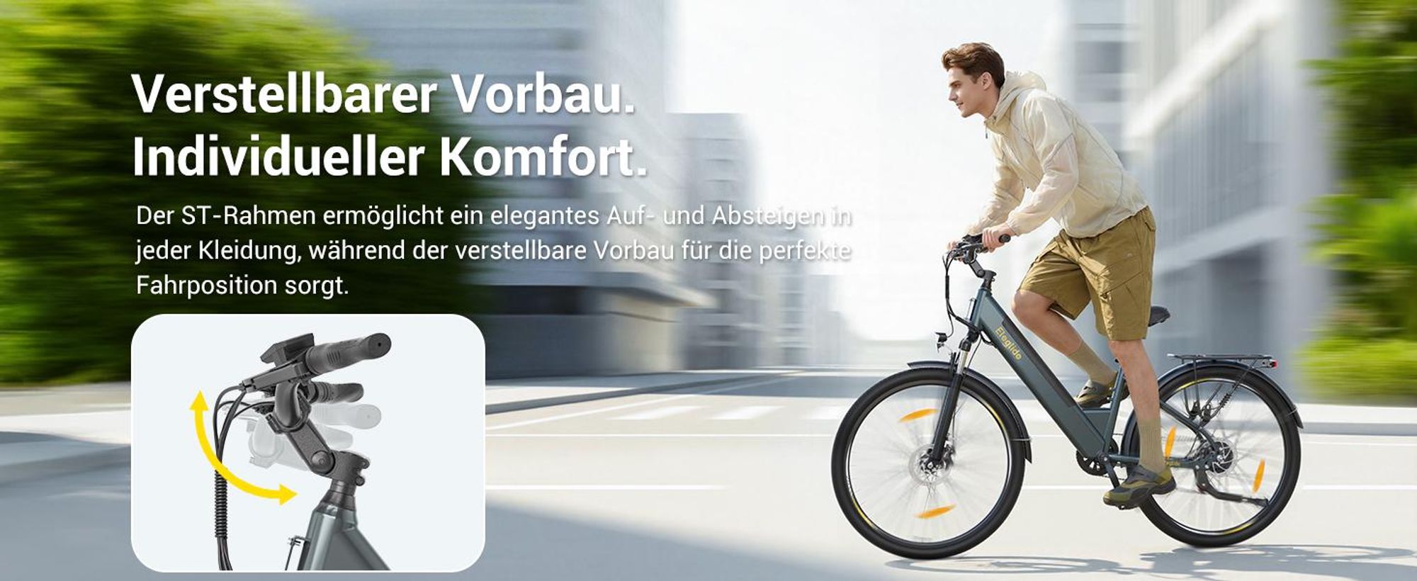 Eleglide T1 ST City E-Bike Pedelec 250W 100km Reichweite Shimano 7-Gang Tiefeinsteiger 27,5" USB Licht Gepäckträger