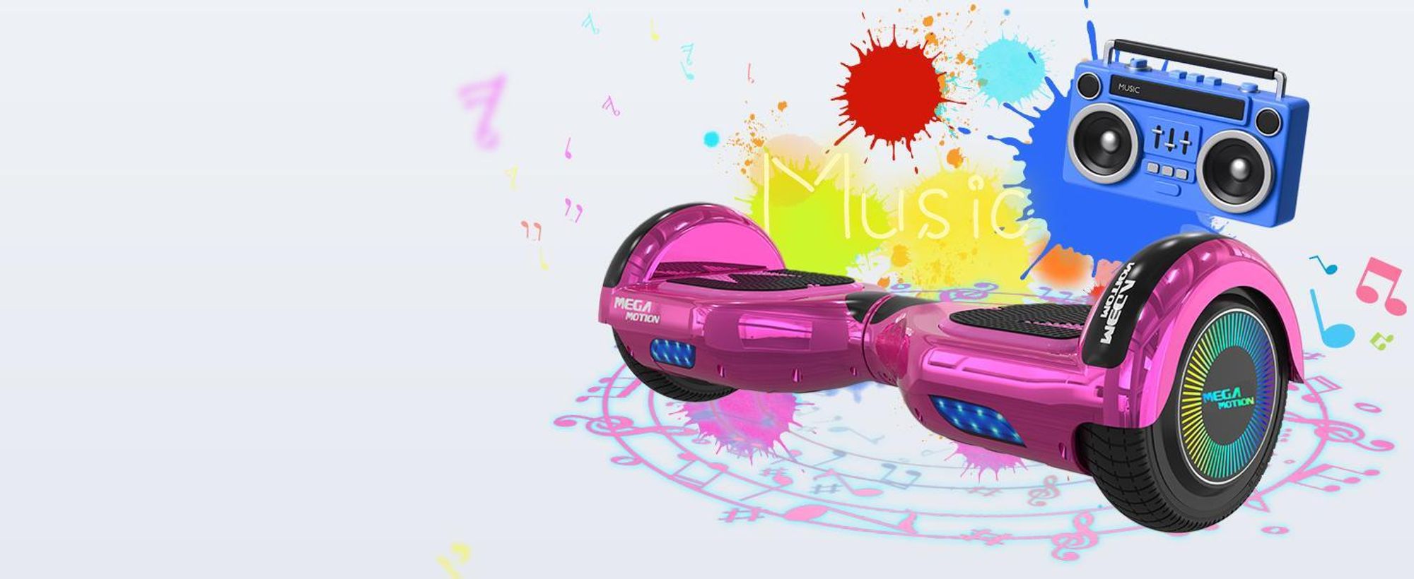 MEGA MOTION 6.5 Hoverboard mit sitz hoverkart GO-Kart für Kinder mit LED Leuchten & Bluetooth Musik Skateboard