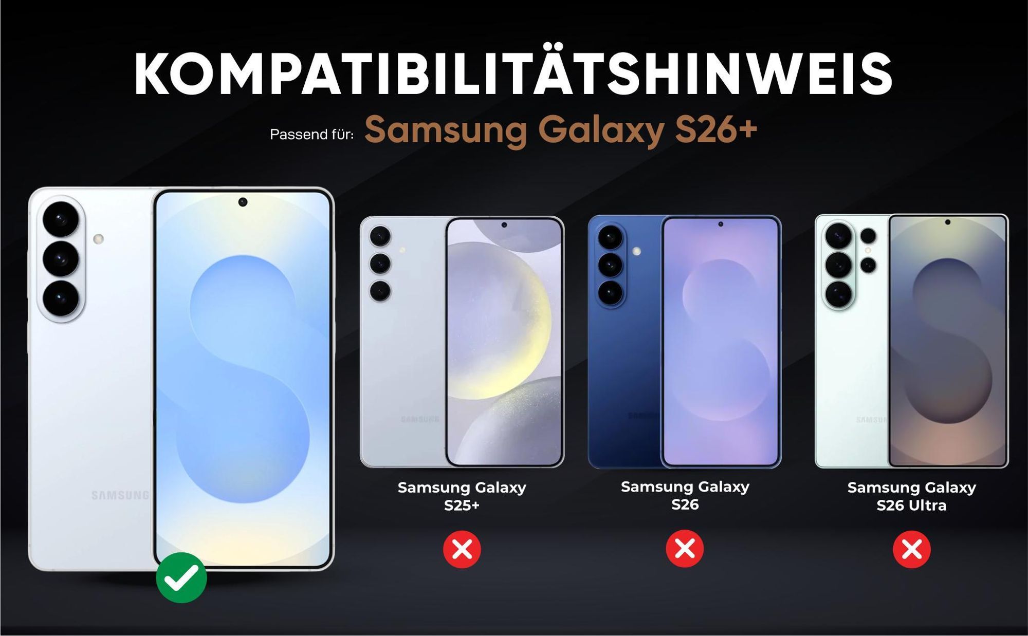 Kompatibilitätshinweise Hülle für Samsung Galaxy S26+