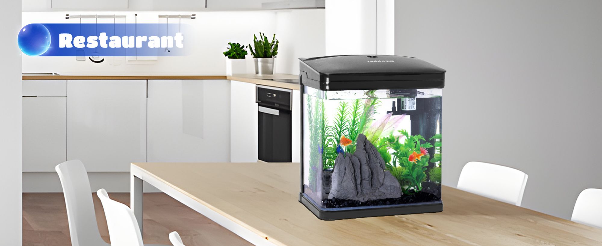 7 Liter Aquarium Komplettset LED mit Pumpe, Kleines Nanoaquarium mit Filteranlage Mini Nano Becken Set für Fische,Schwarz