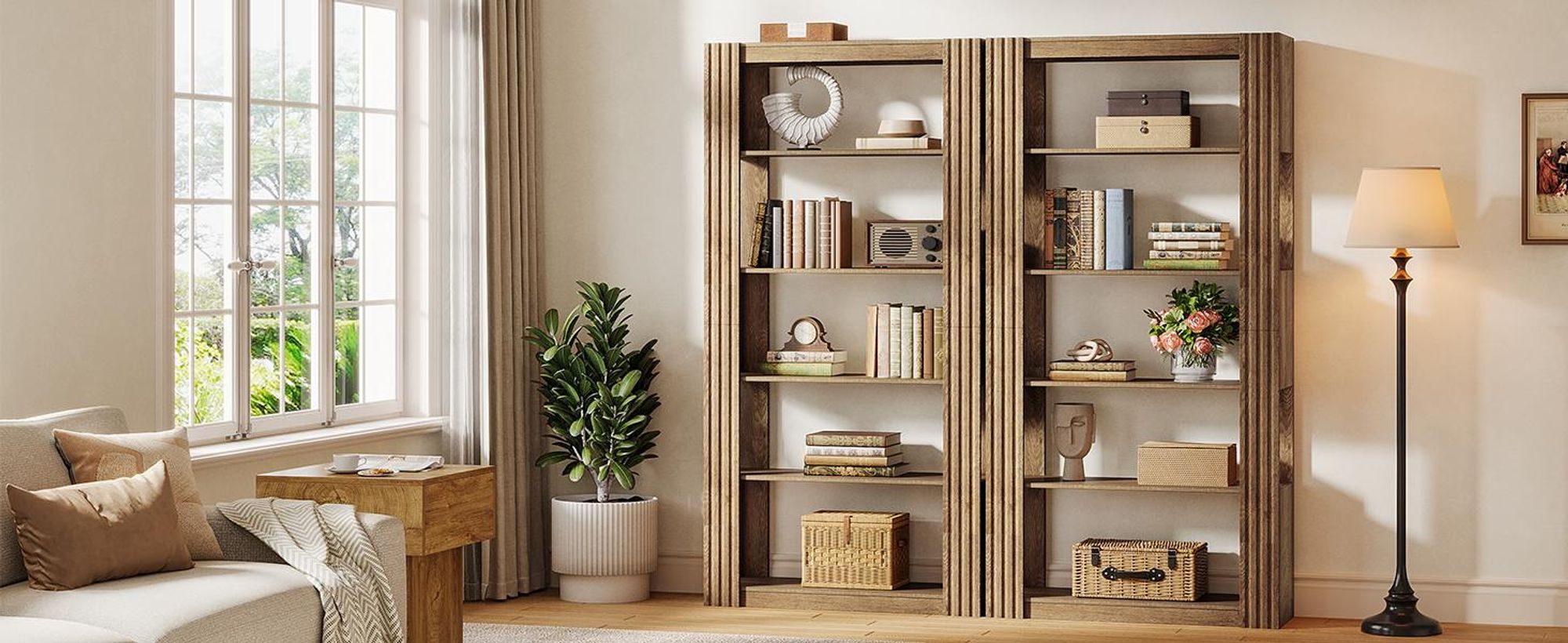 Tribesigns Bücherregal, 180 cm hohes Standregal mit 5 Ebenen, offene Ablagen, Regal für Büro, Wohnzimmer, Schlafzimmer, Arbeitszimmer, rustikales Brau