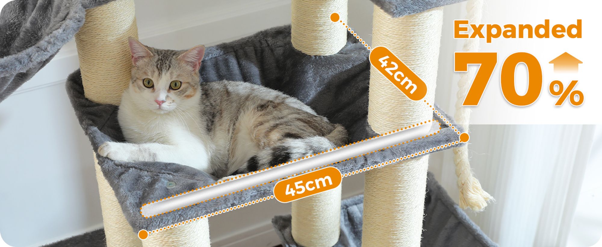 Purpurra Kratzbaum Extra-Dick Stämme XXL Stabil für Grosse Katzen, 114/170 cm