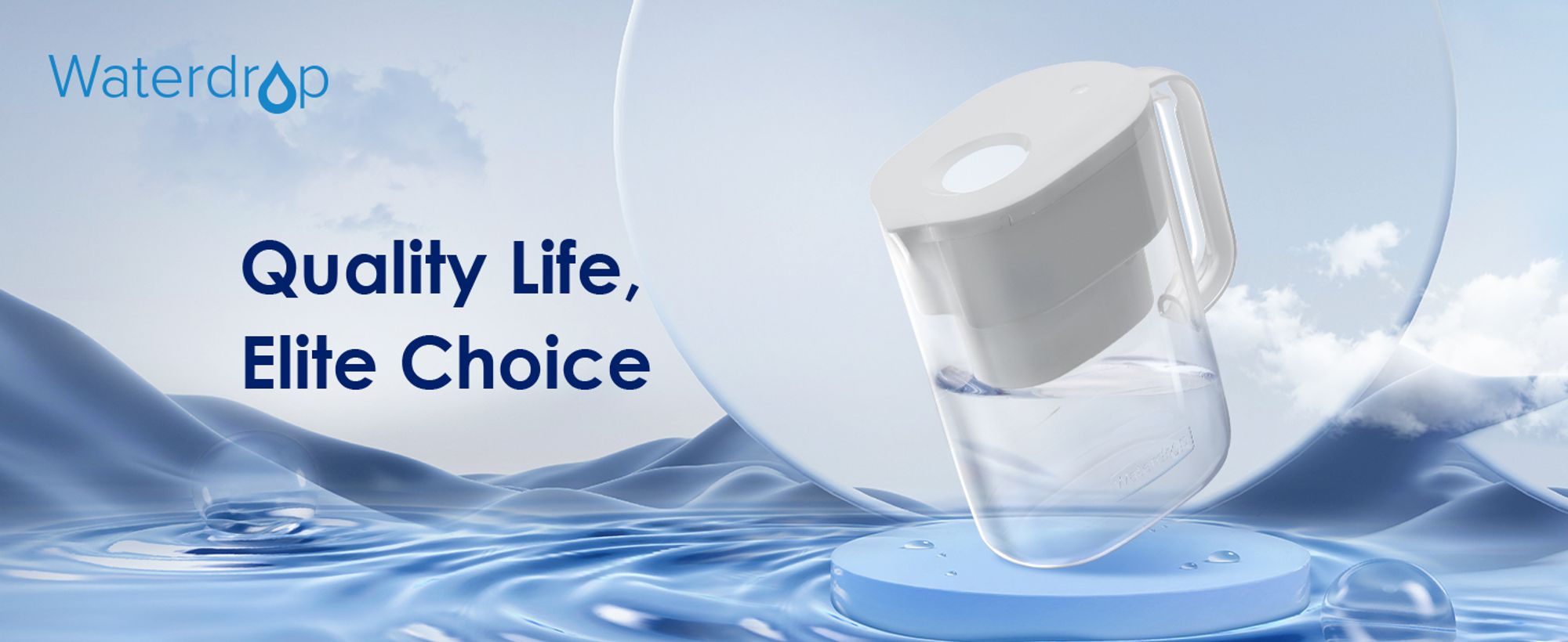 Waterdrop Lucid Wasserfilter Krug mit 1 x 90 Tage Filter, 3,5 L, reduziert Kalk, Chlor, Blei, Kupfer im Wasser, NSF , BPA-frei, weiß