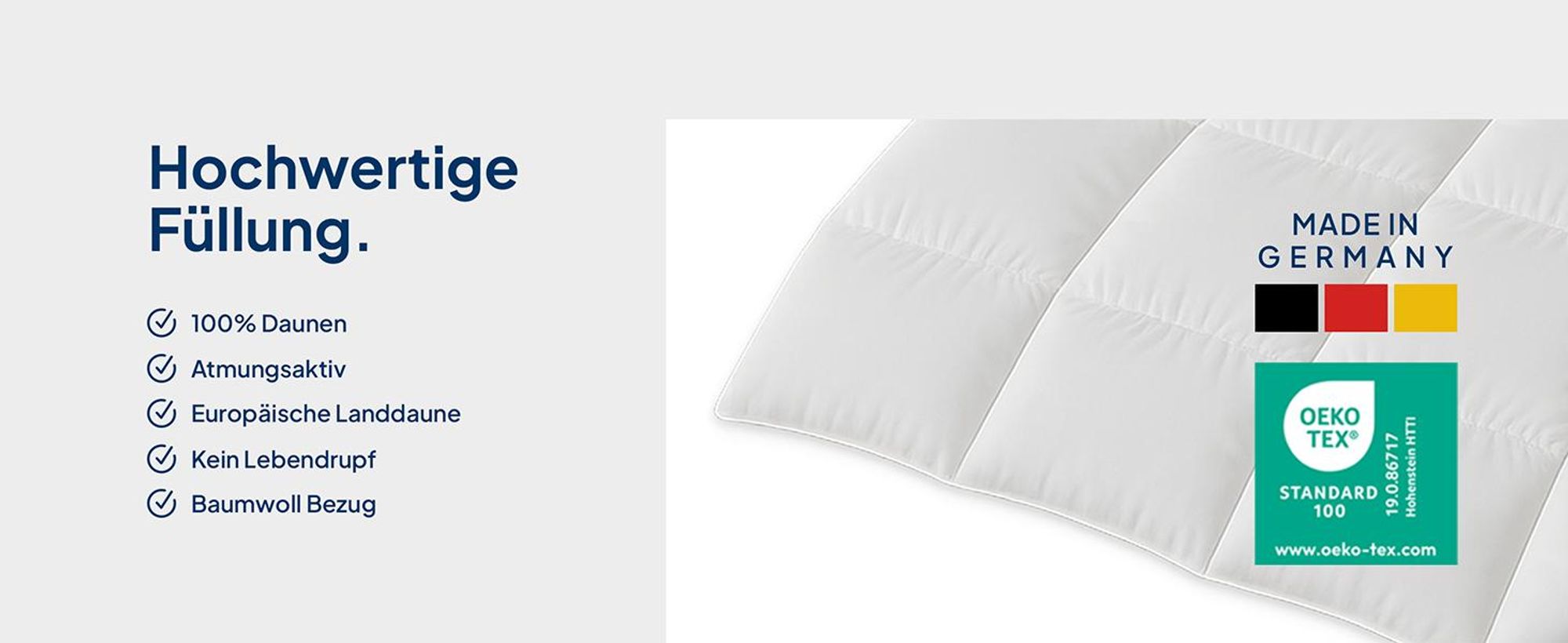 DormiGood | Premium Daunendecke | 155x220 cm | Sommerdecke | 100% Daunen (250g) | Bettdecke | 155x220 | Sommerbett | Sommer | Leicht | Dünn | Nomite | Downpass