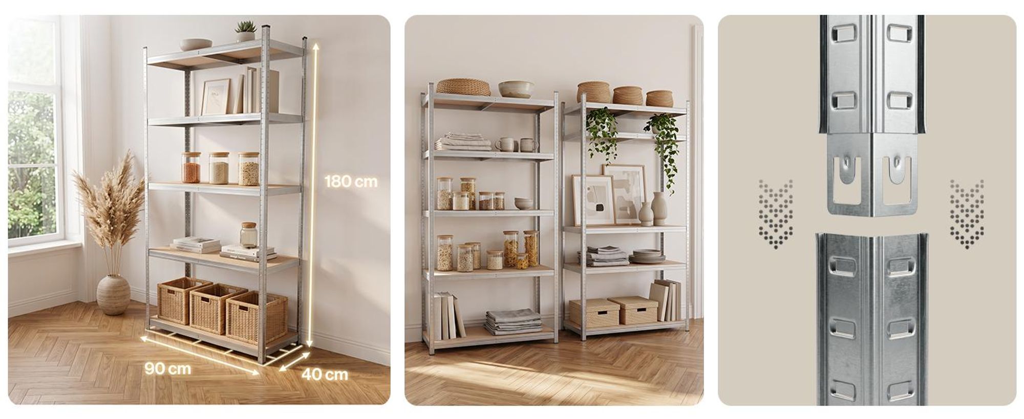 Steckregal 2x Werkstattregal 1800x900x400 mm, 5 Ebenen, verzinkt, Traglast gesamt 875 kg, Kellerregal Schwerlastregal Metallregal Lagerregal