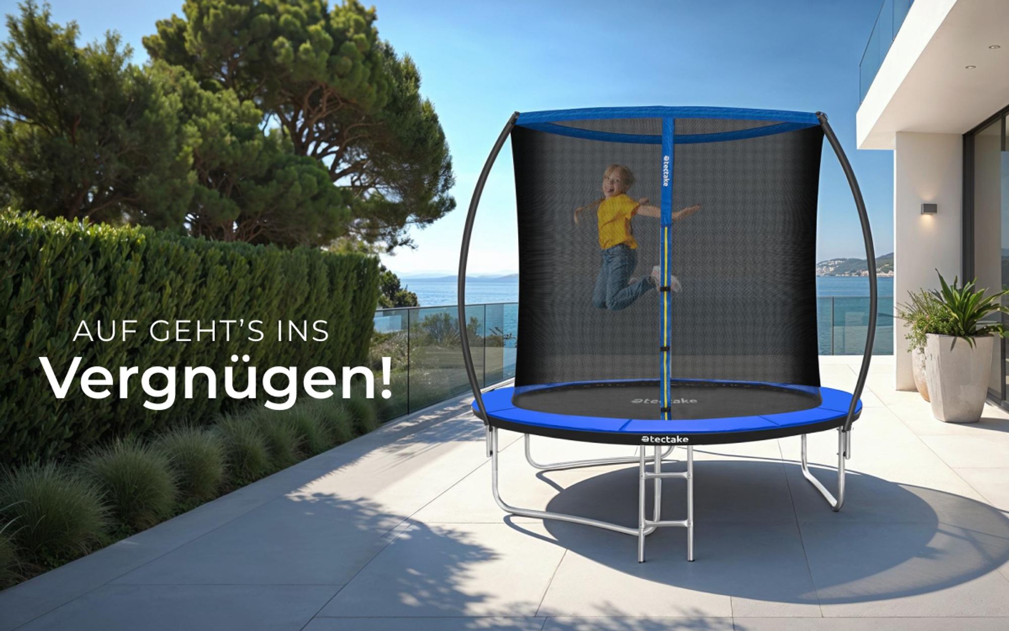 tectake® Trampolin Jumpy Ø 244 cm, GS- mit Sicherheitsnetz
