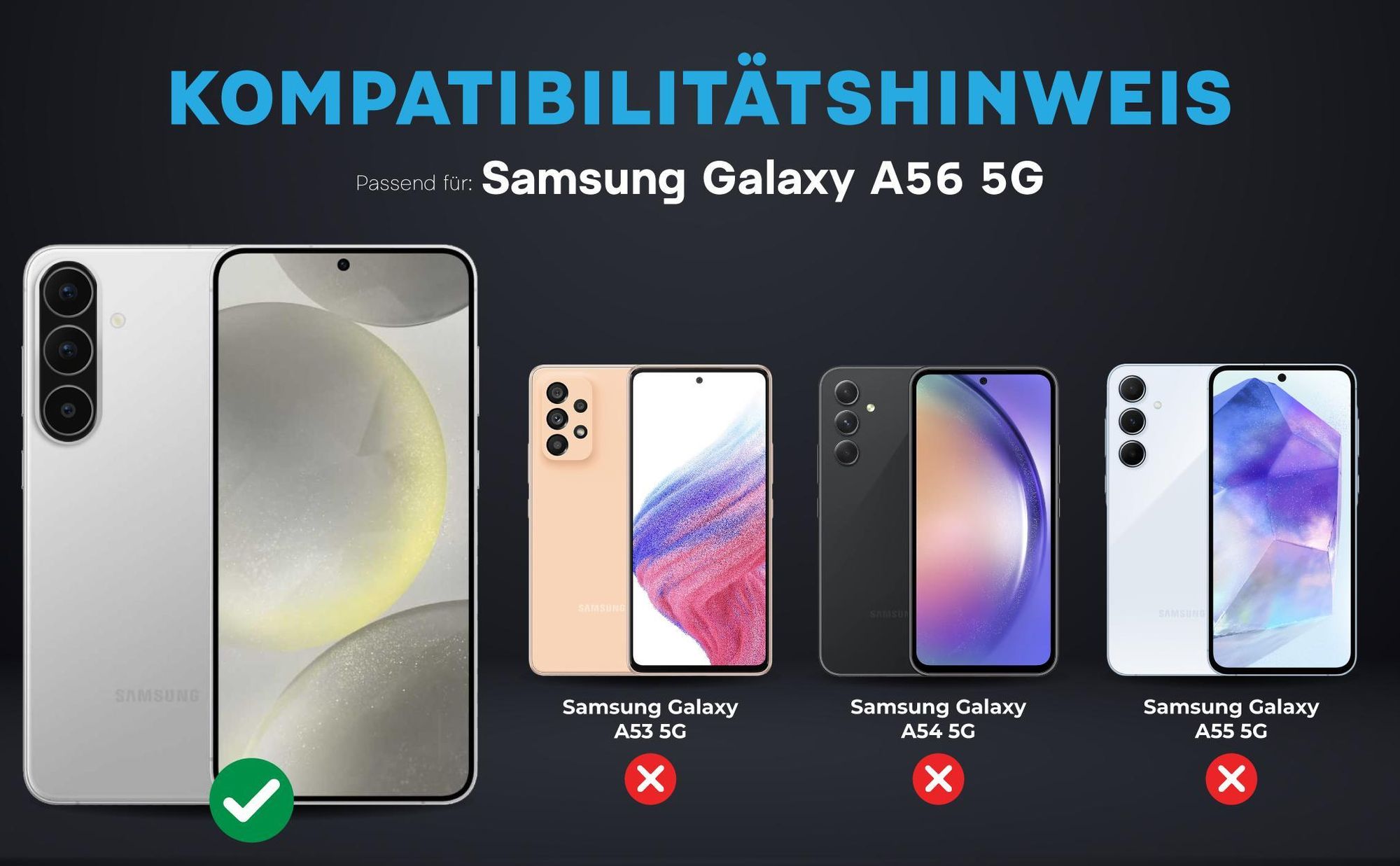 Kompatibilitätshinweise Kameraglas für Samsung Galaxy A56 5G