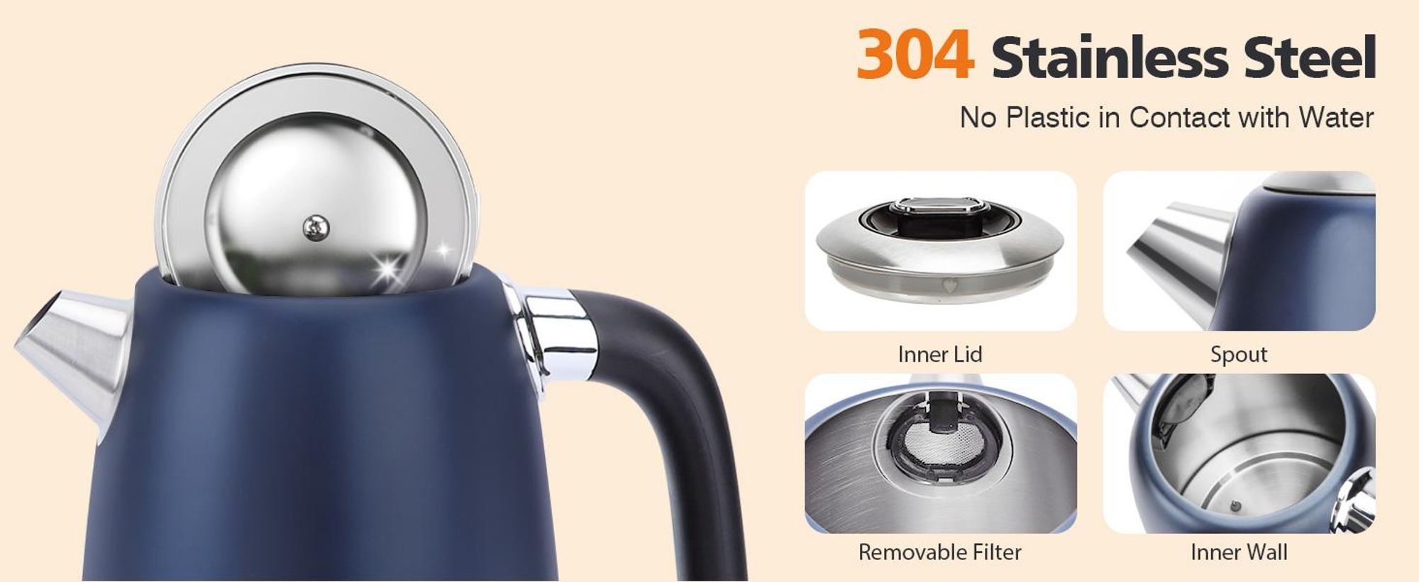 Aigostar Wasserkocher 1,7 L, 2200 W, mit Temperatureinstellung 40-100℃, Warmhaltefunktion  Digitaler Temperaturanzeige, Schwarz
