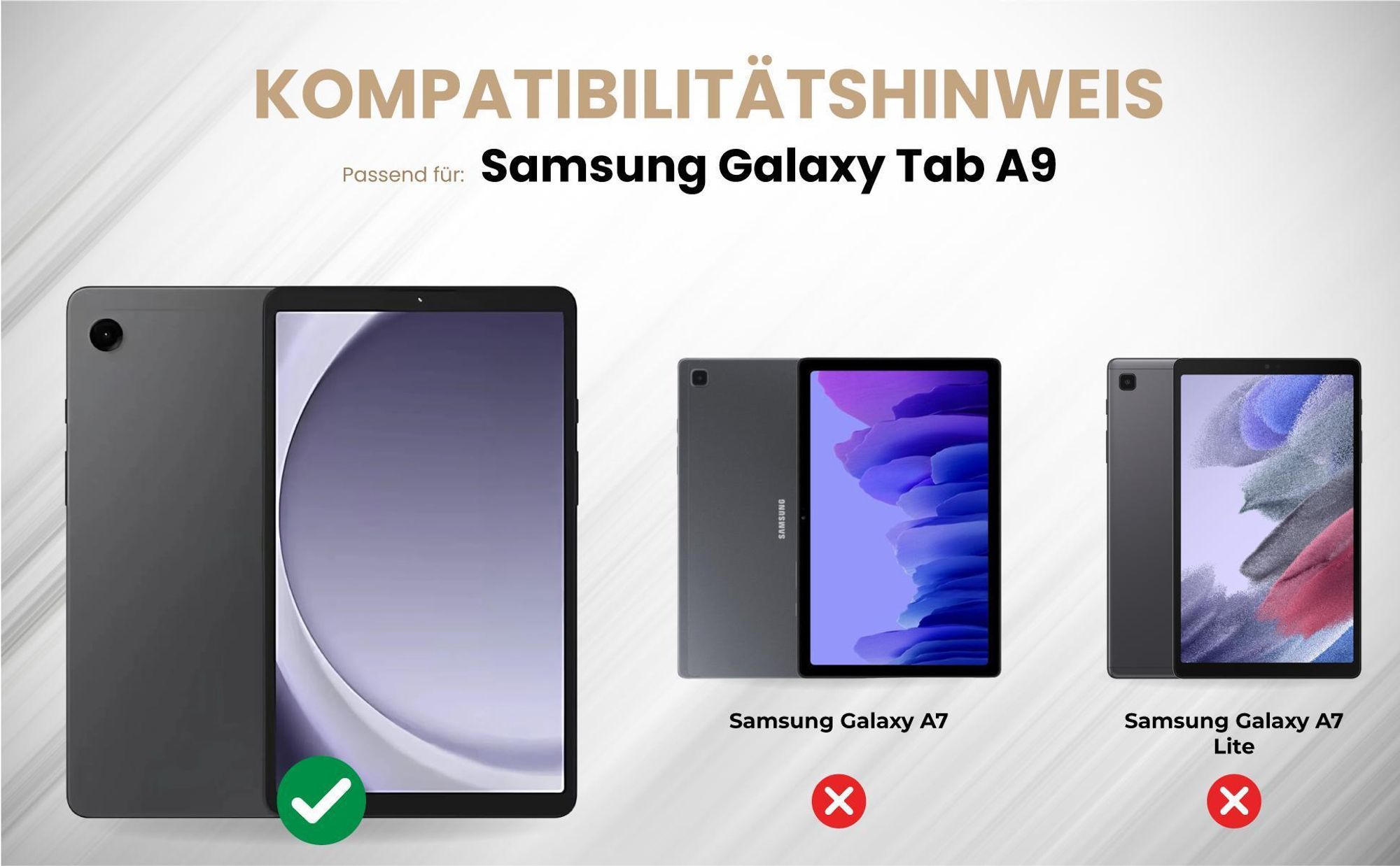 Kompatibilitätshinweise Tablet Cover für Samsung Galaxy Tab A9 8.7