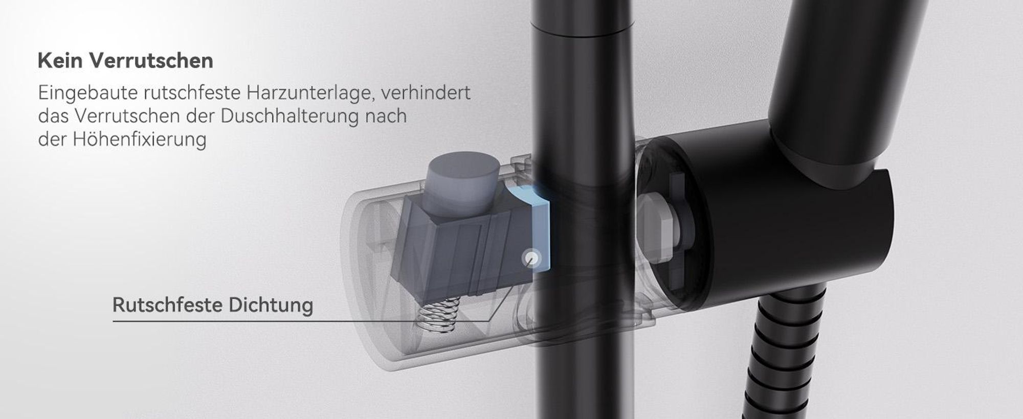 Auralum Duschstange 70cm, Brausestange mit Duschhalterung, Höhenverstellbar & 360° Drehbar, Edelstahl mit Variable Wandbefestigungen,Schwarz
