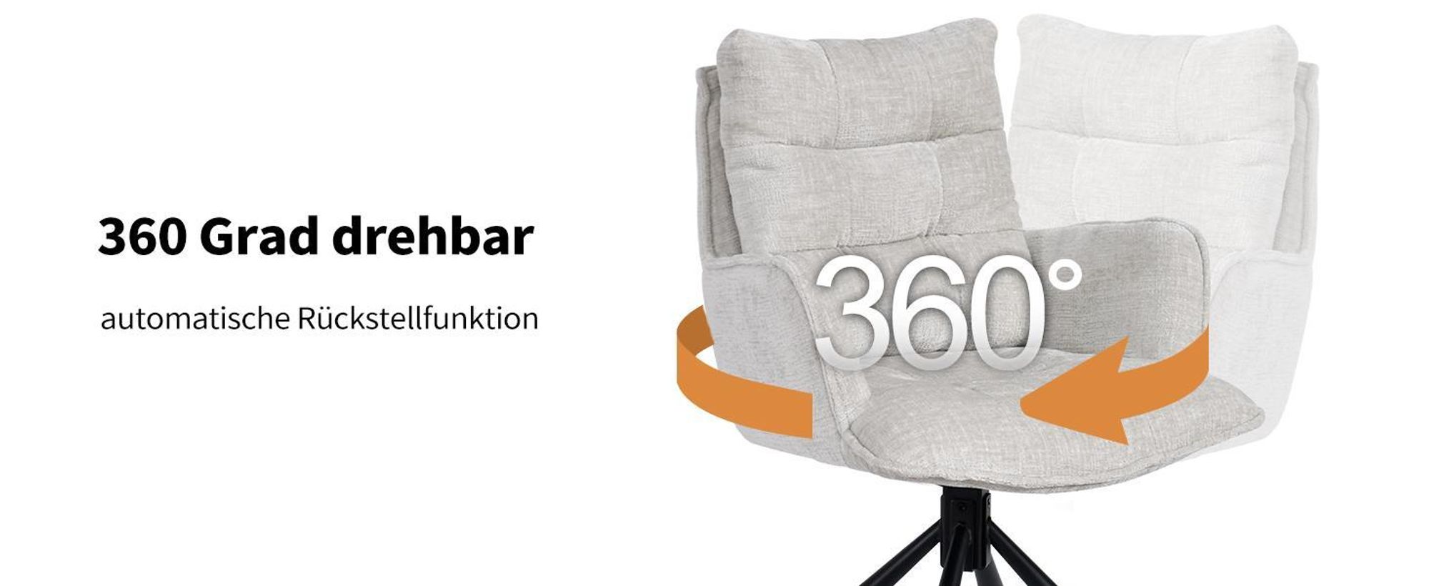 Duhome Esszimmerstuhl 360° Drehbar Loungesessel 4er Set Chenille Stuhl mit Rückstellfunktion für Büro Küche Wohnzimmer Schlafzimmer, Weiß