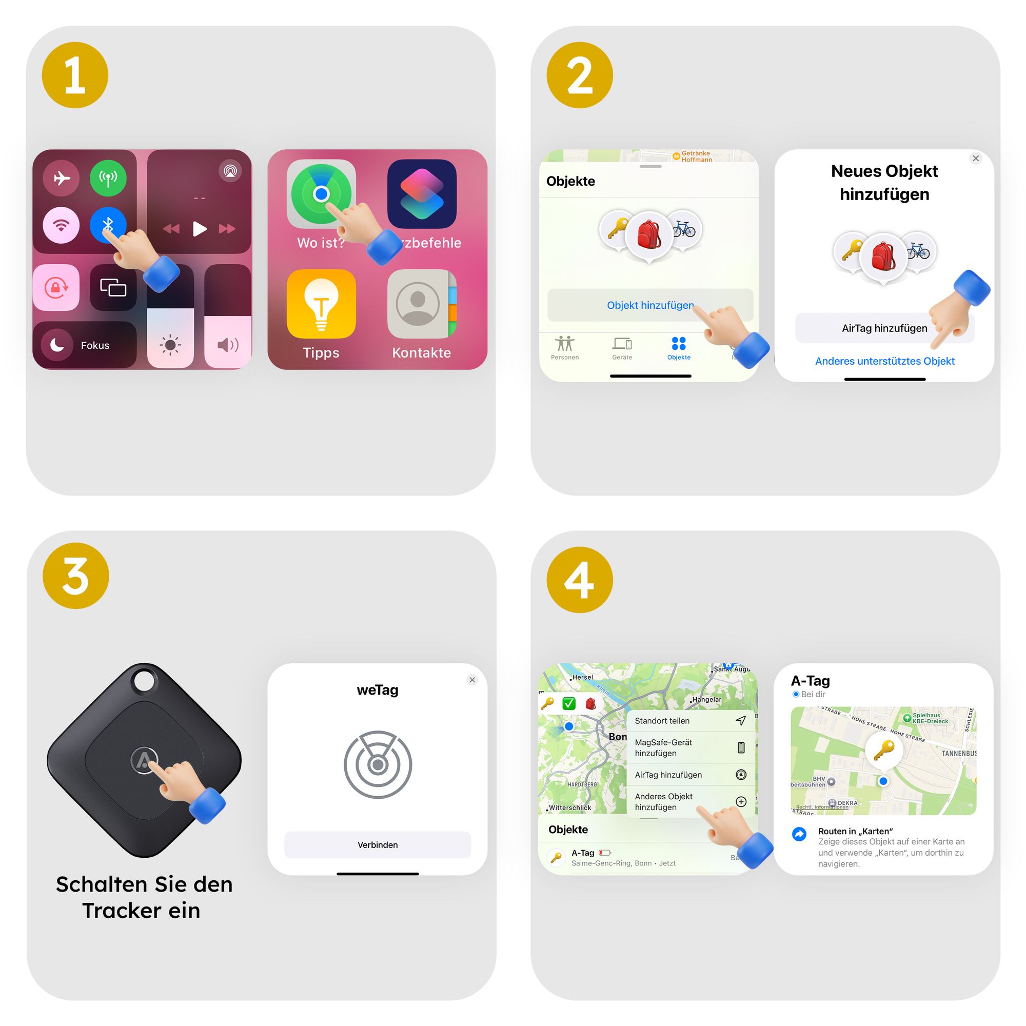 Bluetooth GPS Tracker für Alltagsgegenstände – Nur kompatibel mit Apple App "Wo ist?" – Schwarz