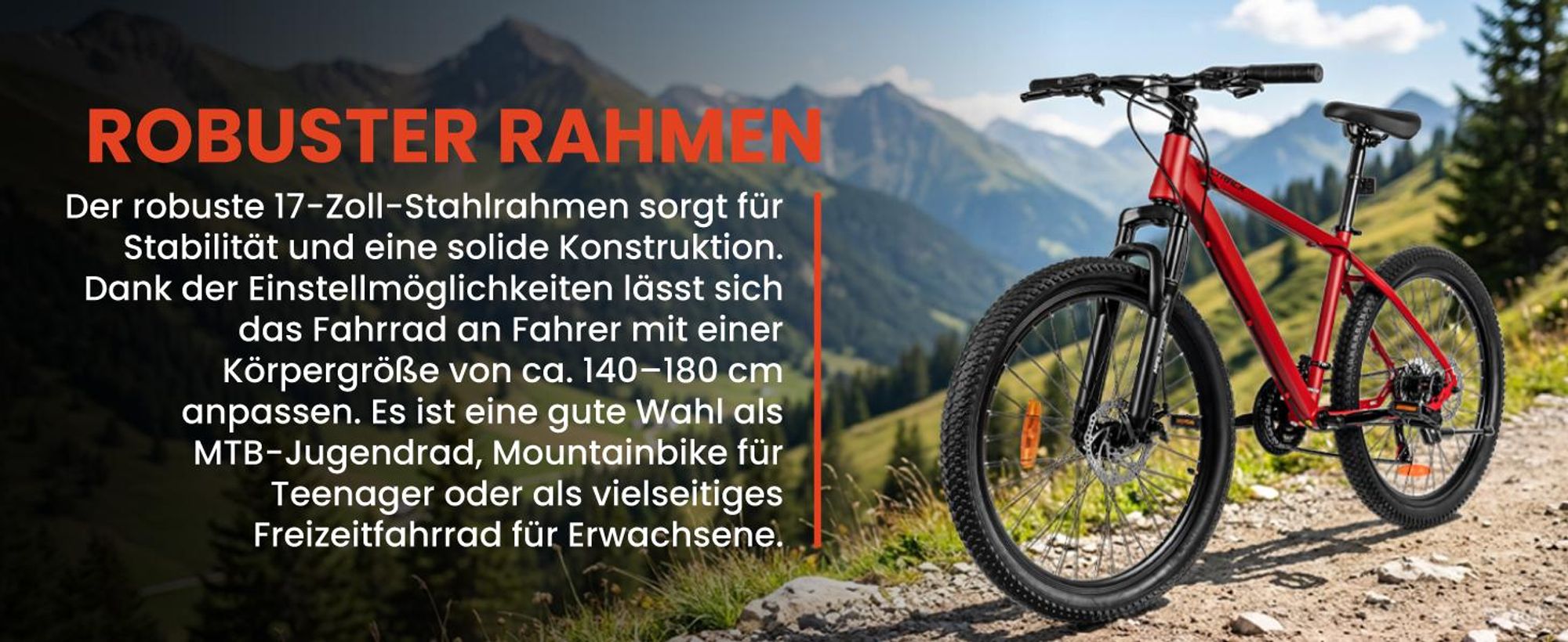 Mountainbike 26 Zoll MTB Fahrrad Shimano 21 Gang Scheibenbremsen Federgabel