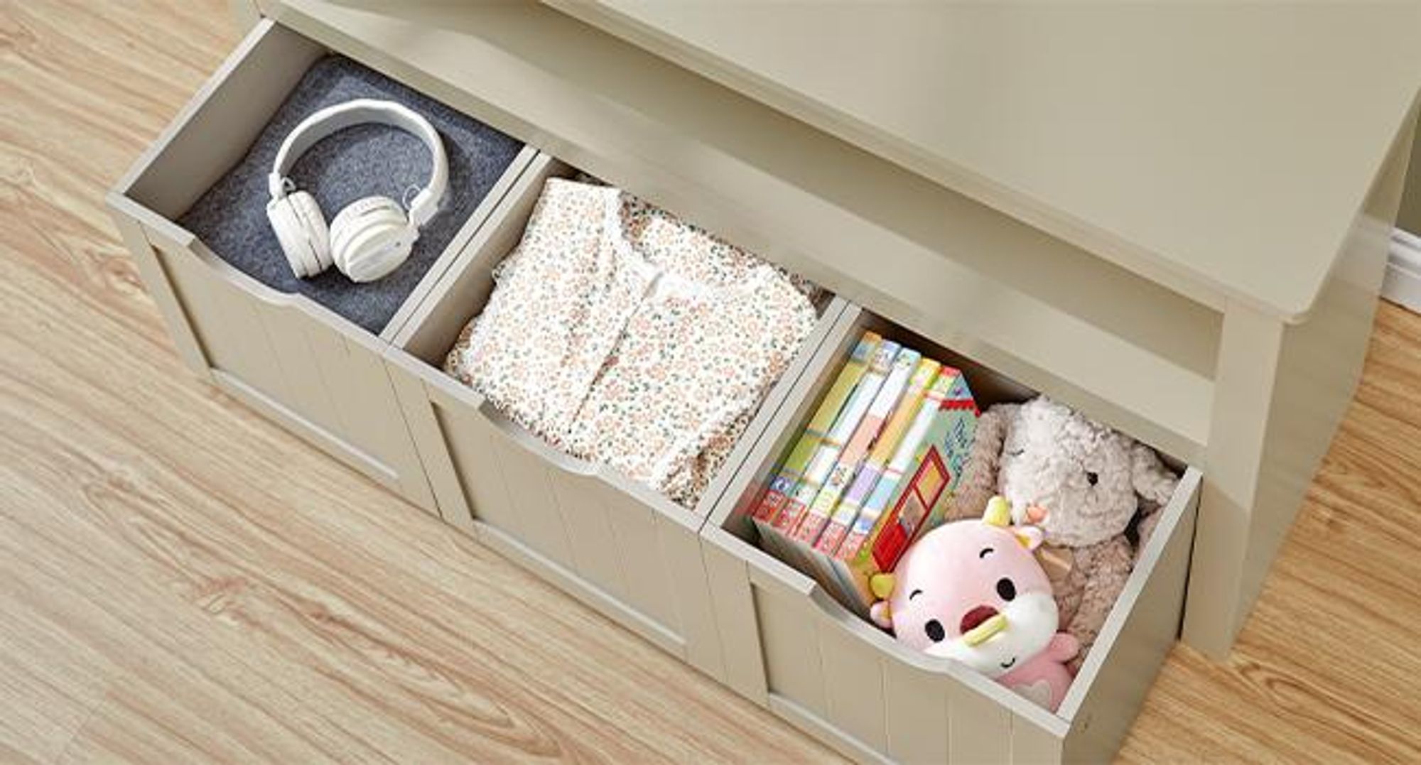VASAGLE Spielzeugregal mit Rollen, Aufbewahrungsschrank, 30 x 102 x 60 cm, beige
