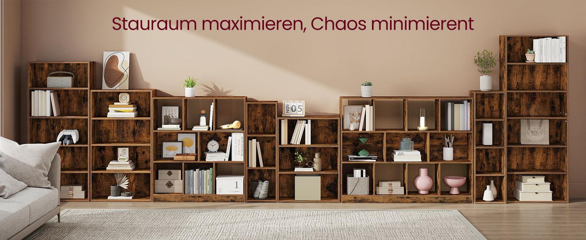 VASAGLE CUSTOS Kollektion - Bücherregal, 3-stöckiges Regal, offenes Aufbewahrungsregal