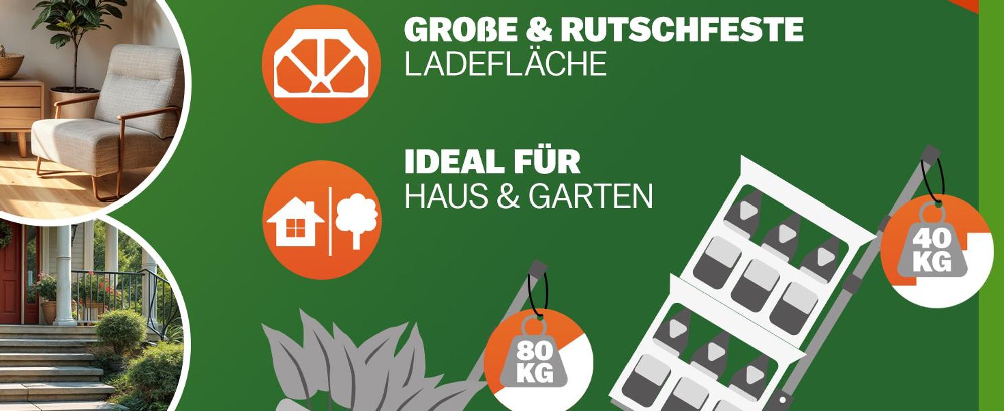 GARDEBRUK Treppenkarre Klappbar 80kg Hartgummireifen Aluminium