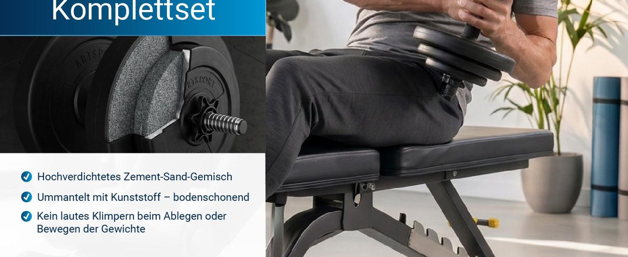 ArtSport 2er Hantelset 20kg - Kurzhantel Set mit 2 Kurzhanteln - 12 Gewichte