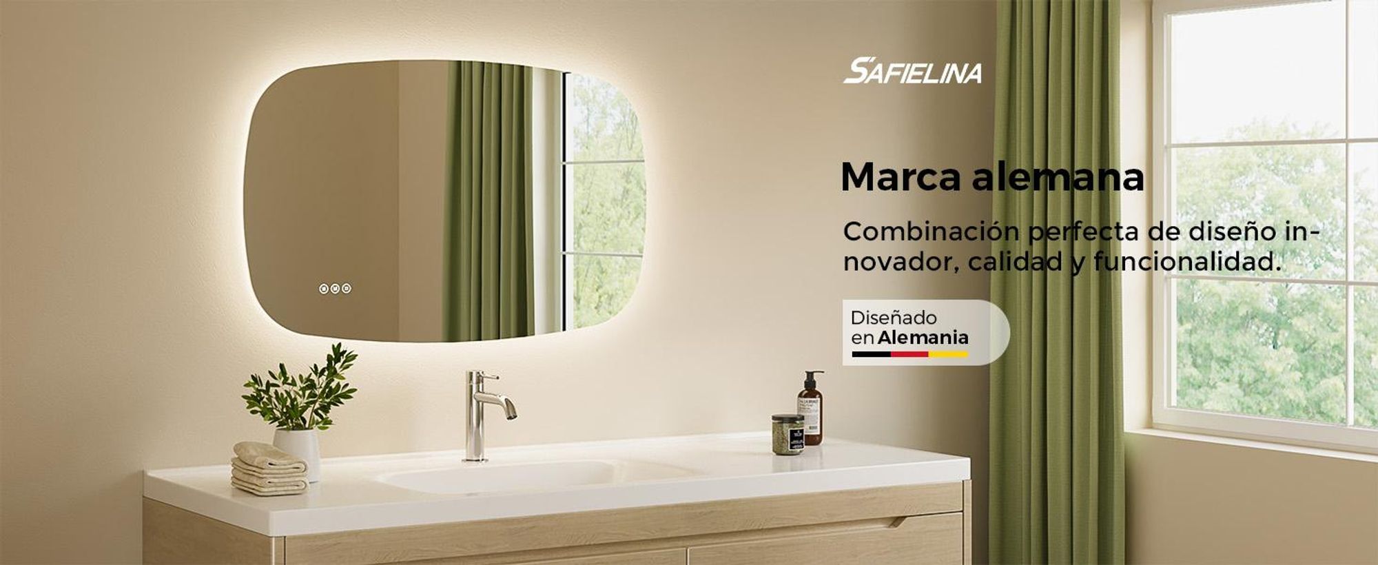 Espejo de baño S'AFIELINA, 80x50 cm. Espejo LED oval con interruptor táctil, regulable en intensidad, 3 colores de luz ajustables, antiniebla y con función de memoria