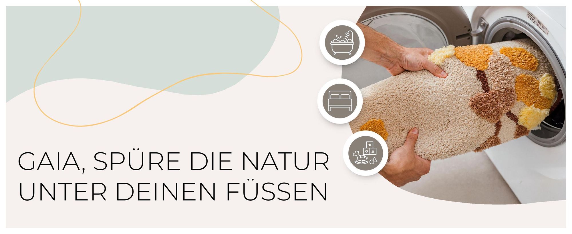Badteppich, Badematte, Badezimmer, Schlafzimmer, Kinderzimmer, Teppich, Beige, Maschinenwaschbar