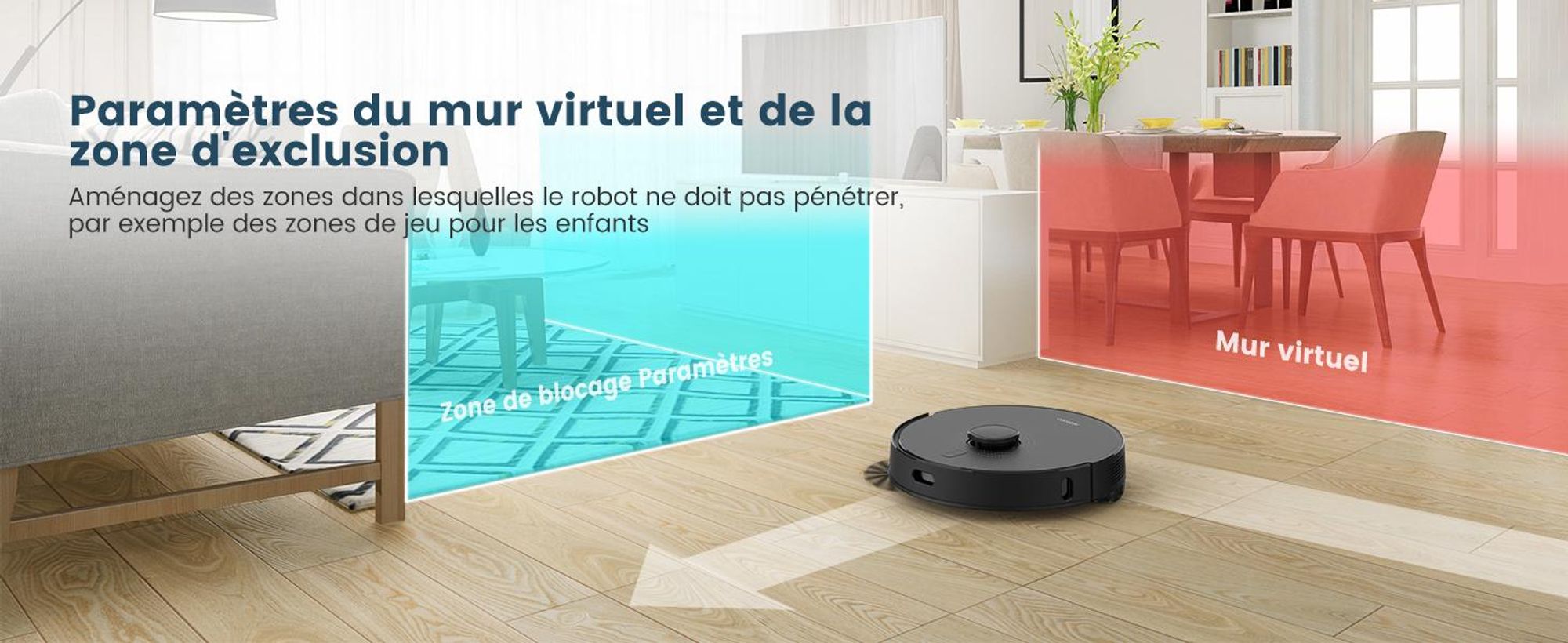 AIRROBO L40+ Robot aspirateur et balayeur avec station d'aspiration, auto-vidangeable, capacité de 60 jours, cartographie à domicile, WLAN/App/Alexa/télécommande