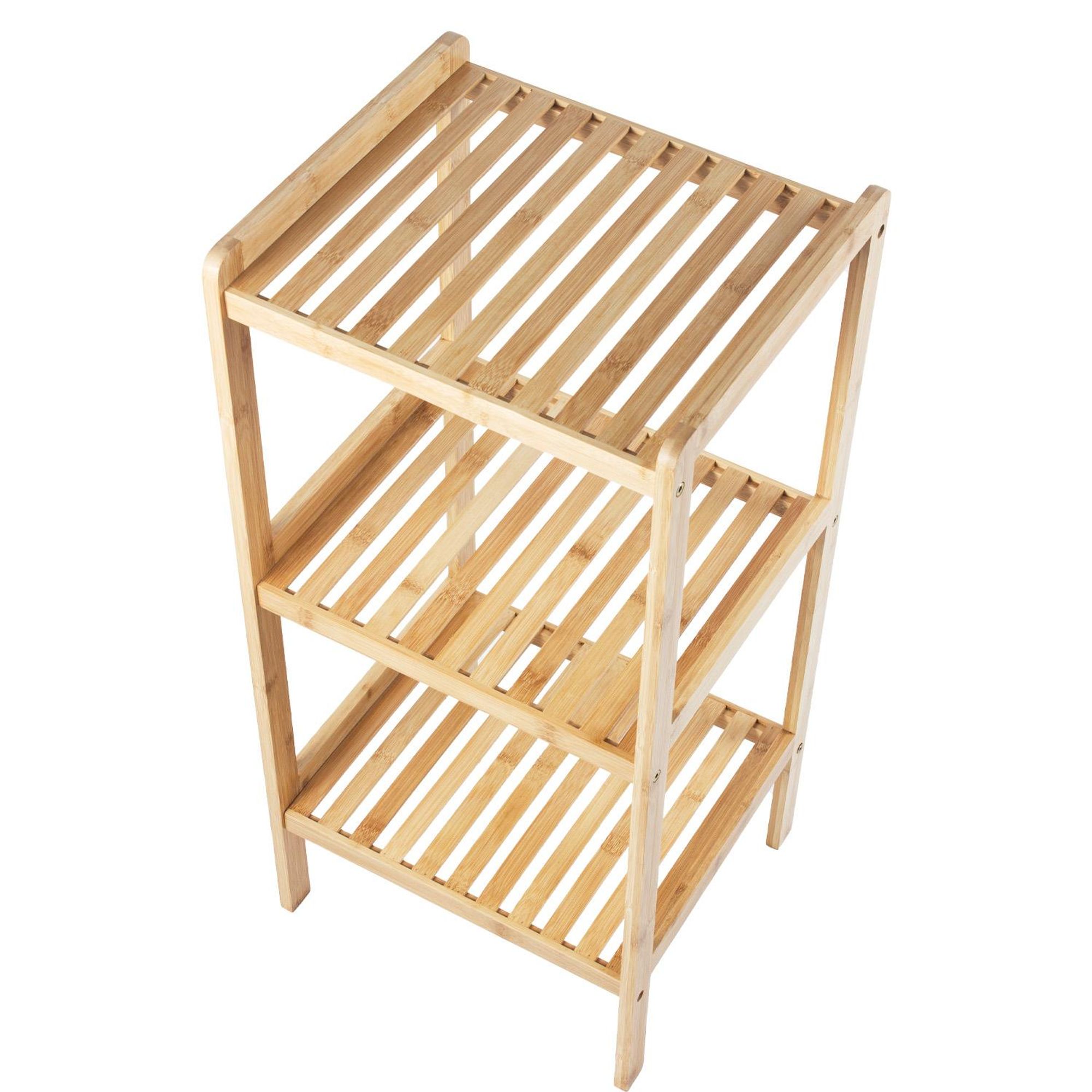GreenBlue Bambus Regal Badezimmerschrank 37x33x78cm 3 Einlegeböden Badezimmer-Bambus-Regal 3 Regale