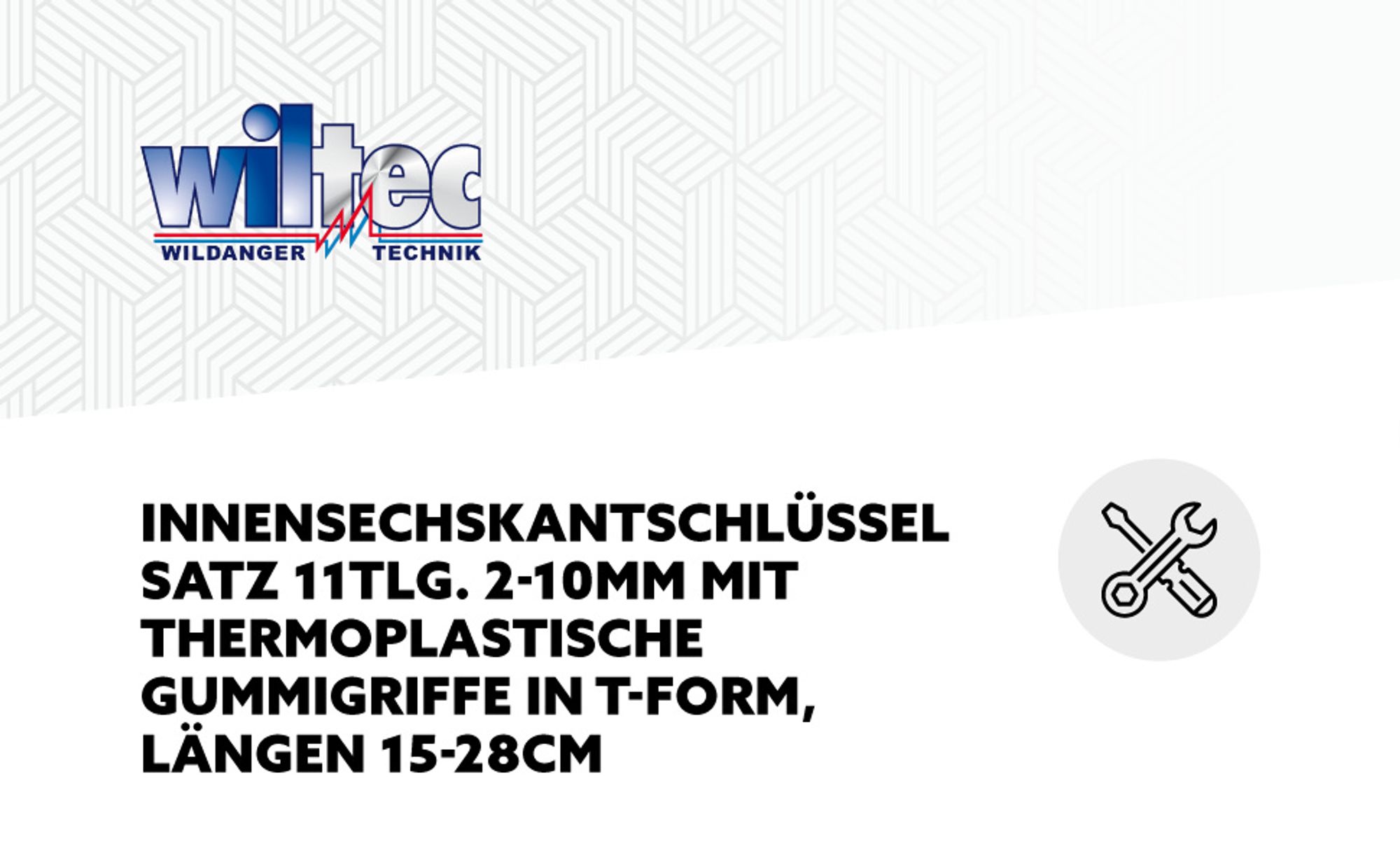 Wiltec Innensechskantschlüsselsatz 11tlg. 2-10mm mit 15-28cm Länge und thermoplastischen Gummigriffen in T-Form, Innensechskant Winkelschlüssel Satz