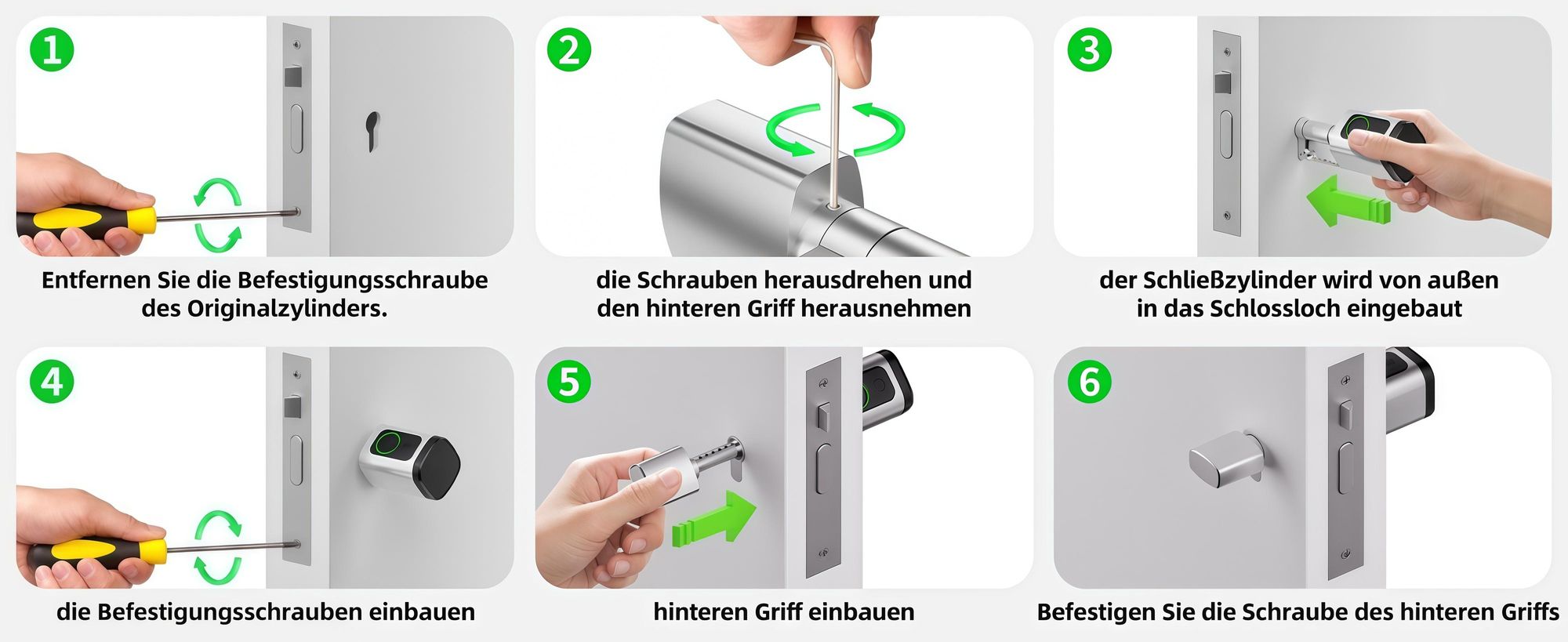 Smartes Türschloss Elektronischer Schließzylinder, Längenverstellbar (60-90mm) für Europrofil, 5-in-1 (Fingerabdruck, Tuya App, PIN, RFID, Schlüssel)