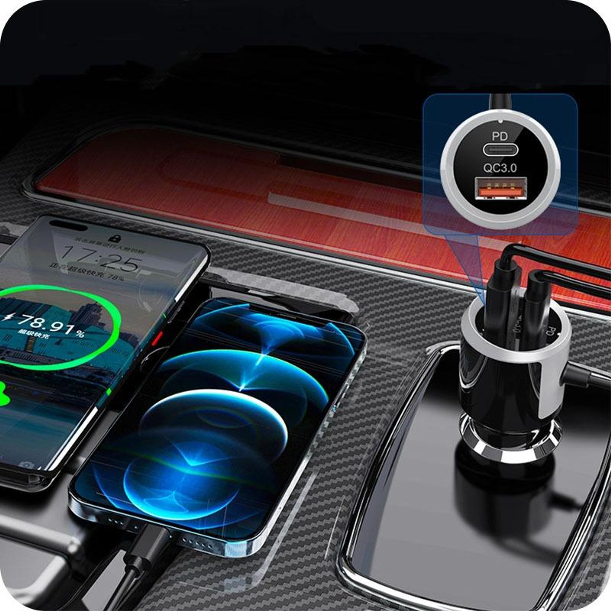 REVENTO® G-60 Samochodowy nadajnik Bluetooth FM, bezprzewodowy odbiornik radiowy z zestawem głośnomówiącym, Faste Dual USB