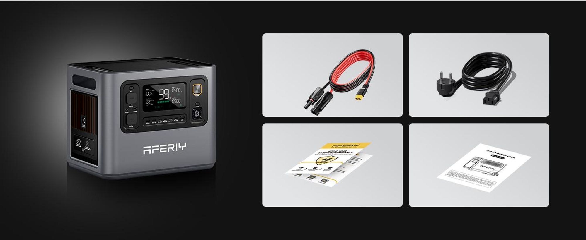 AFERIY P300 3000 W 2048 Wh Powerstation, 1200 W Solar, 1,5 h Schnellladung, erweiterbar auf 10,24 kWh, 220–240 V, für Camping und Zuhause