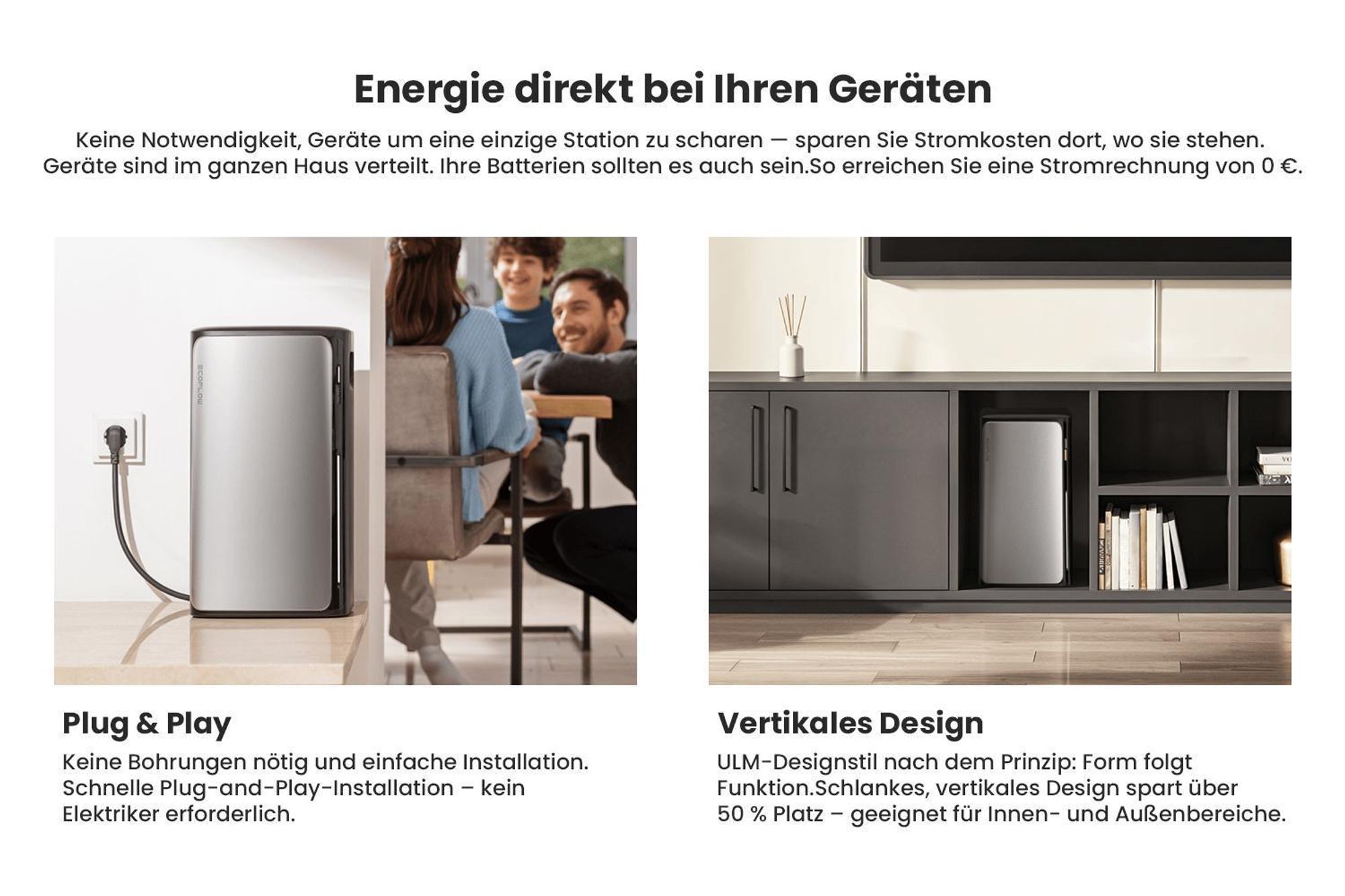 Powerness Balkonkraftwerk mit Speicher 1920Wh EcoFlow Stream AC Pro und 1000W Solarmodule & Smarter Zähler, 800W Mikrowechselrichter (0% MwSt)
