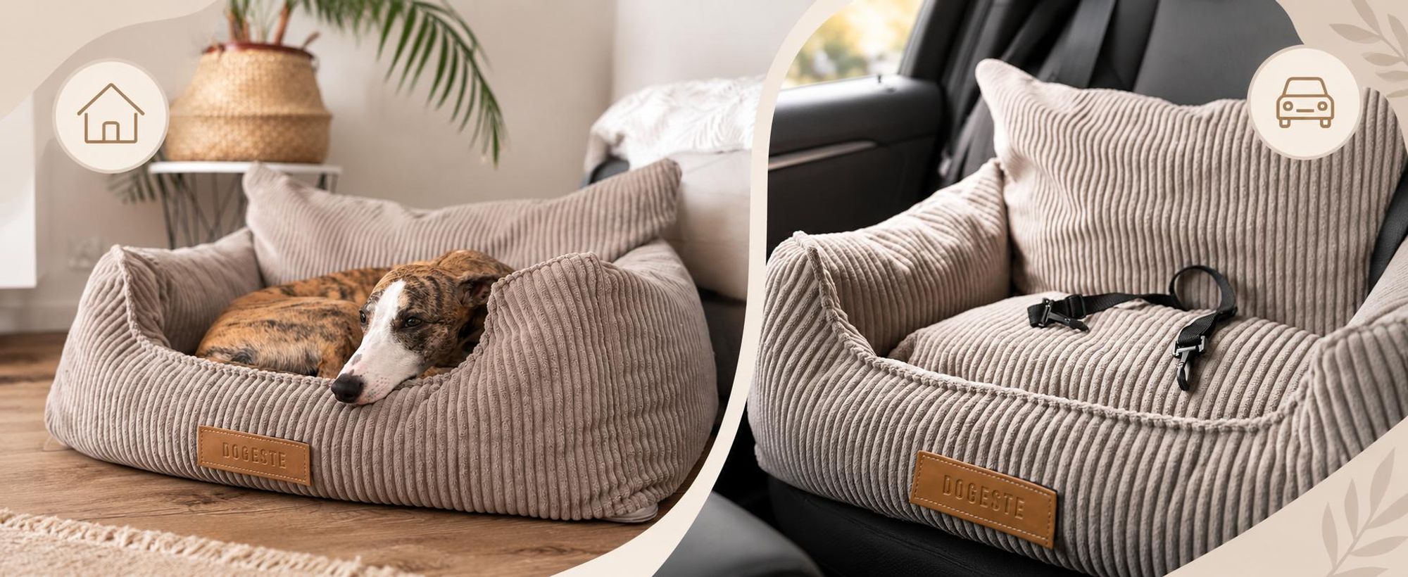 Dogeste hondenautostoel XXL 2in1, hondenbed voor middelgrote en grote honden