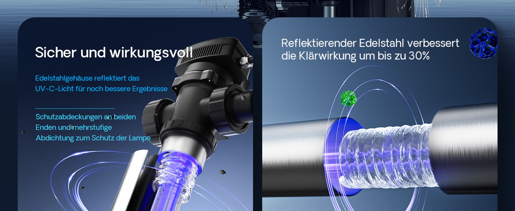 SunSun CUV-736 Teichklärer 7000 l/h / 36 W UVC, Vorklärgerät für Teichfilter & Teichpumpe, Wasserklärer mit UV-Lampe, Lichtfilter zur Algenbekämpfung