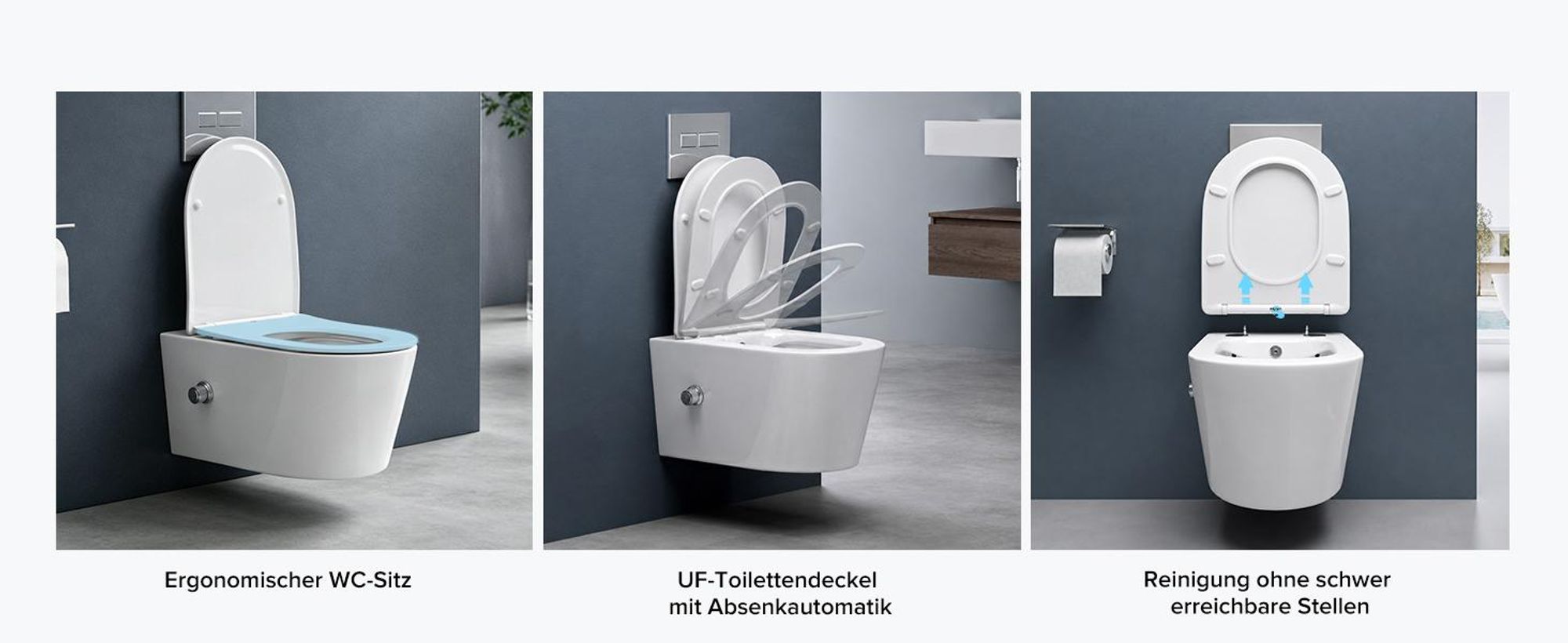 doporro Hänge-WC mit Bidet Funktion Weiß Wand-WC Toilette mit Soft-Close Spülrandloses aus Keramik Hänge-Toilette Aachen601