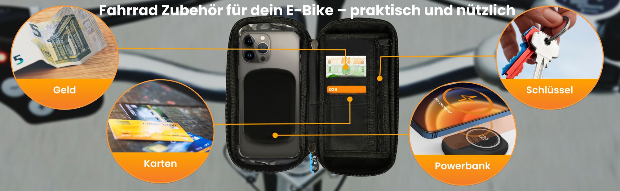 R2B Handyhalterung Fahrrad Wasserdicht - Universal fahrrad Handyhalterung, Handyhalter fahrrad für Mountainbikes, Motorräder und Motorroller