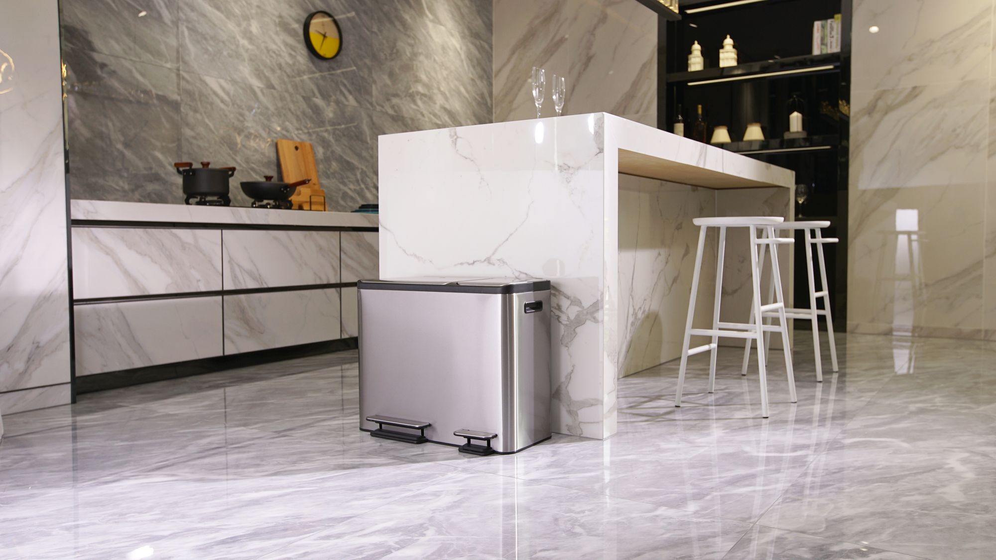 EKO - EcoCasa Recycler Treteimer 15+15+15 Liter - Stainless steel Plastic - Matt Edelstahl