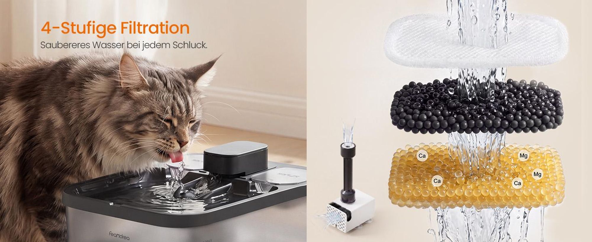 Feandrea Ersatzfilter für Katzenbrunnen, 4-Stufen-Filtersystem mit Aktivkohle, 12 Stück, 6,6 x 4,7 x 1 cm, Weiß