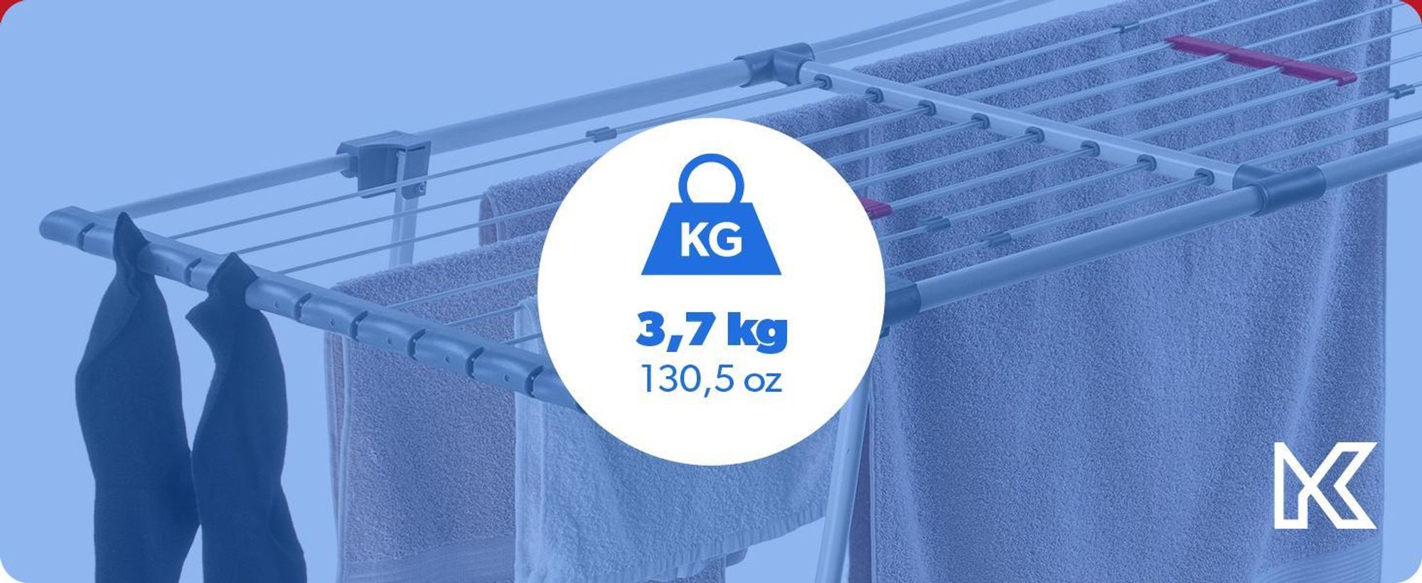 KADAX Wäscheständer "Eloie", großer Trockenleinenlänge, Grau, 110-196 cm